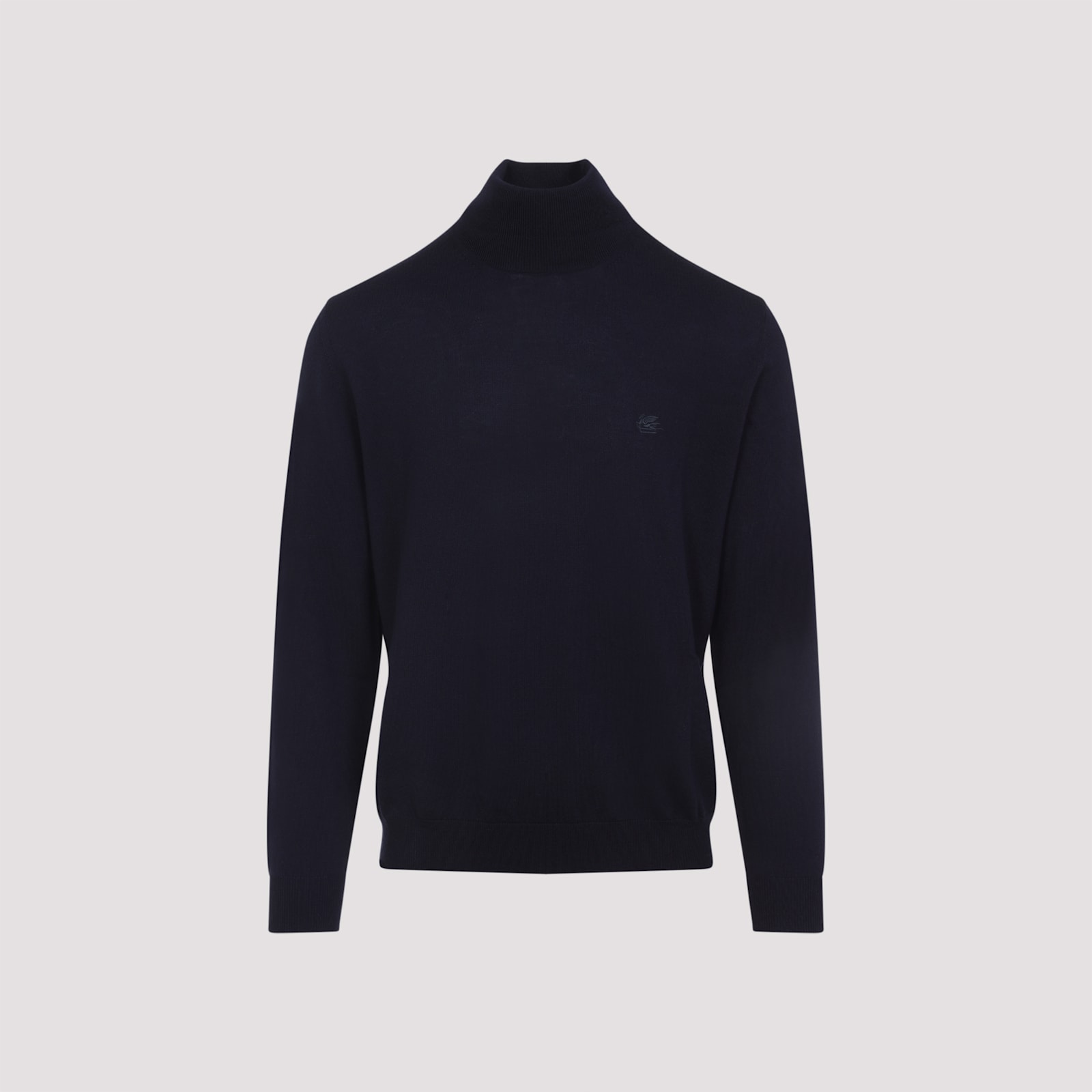 Etro Pegaso-embroidered High-neck Sweater In Blue