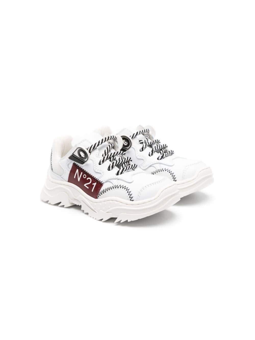 Shop N°21 Chunky Sneakers With Print In White