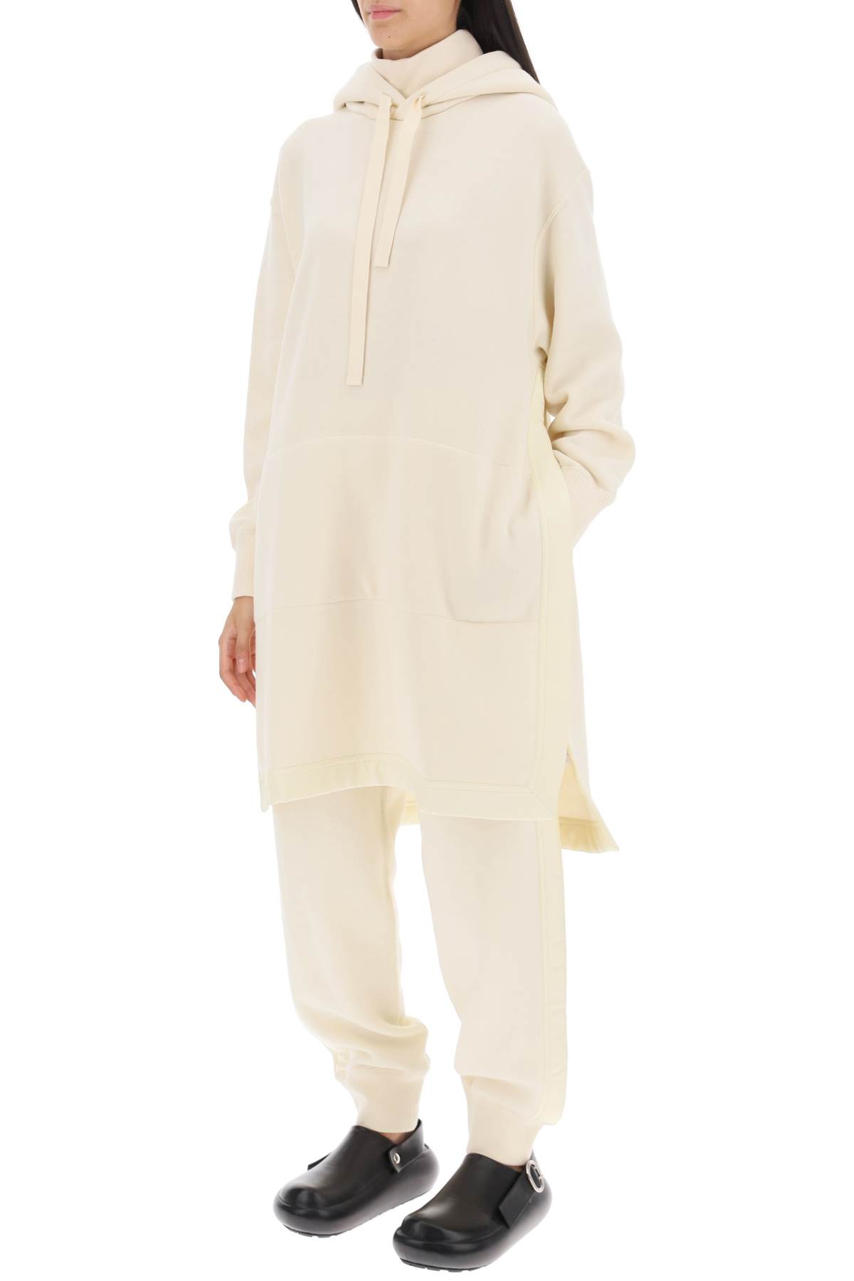 Shop Jil Sander Maxi Wool-cotton Hoodie In Coconut (white)
