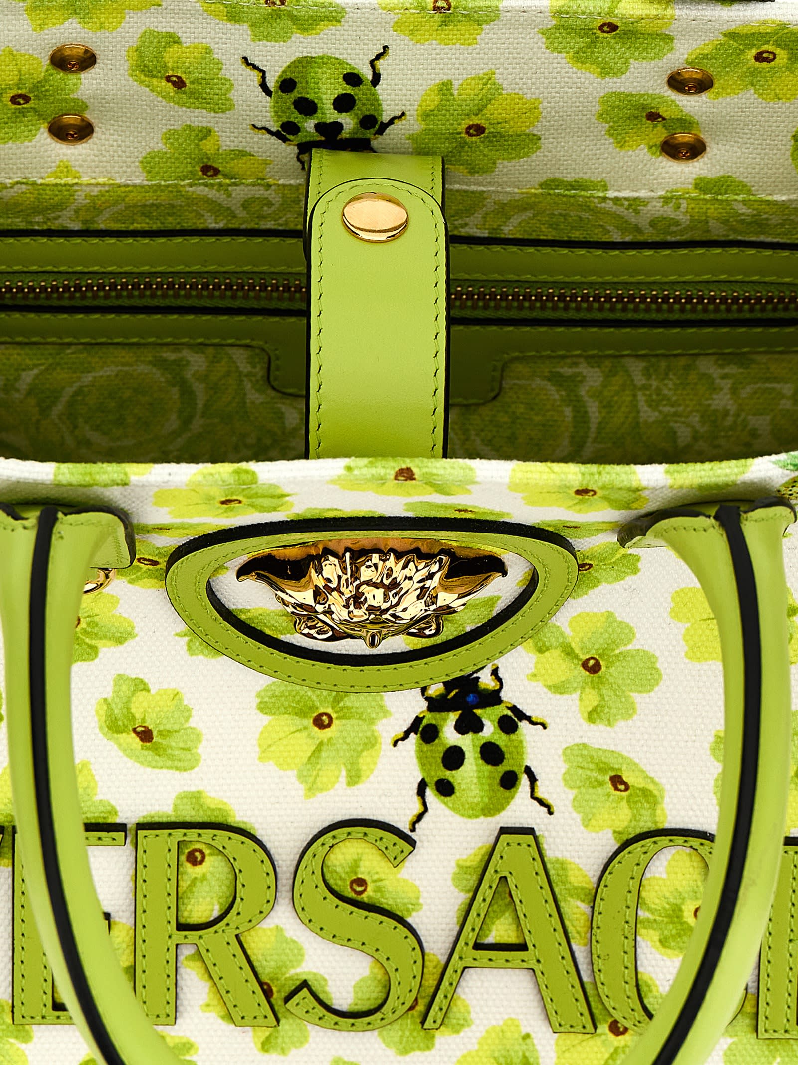 Versace La Medusa Shopping Bag In Green