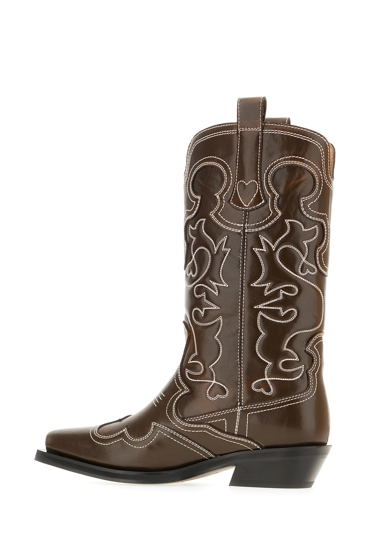Ganni Brown Synthetic Leather Shaft Boots