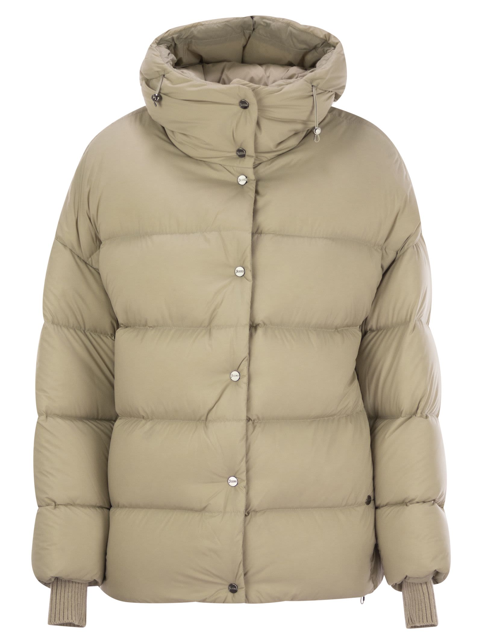 Shop Herno Nylon Microfibre Bomber Jacket In Beige