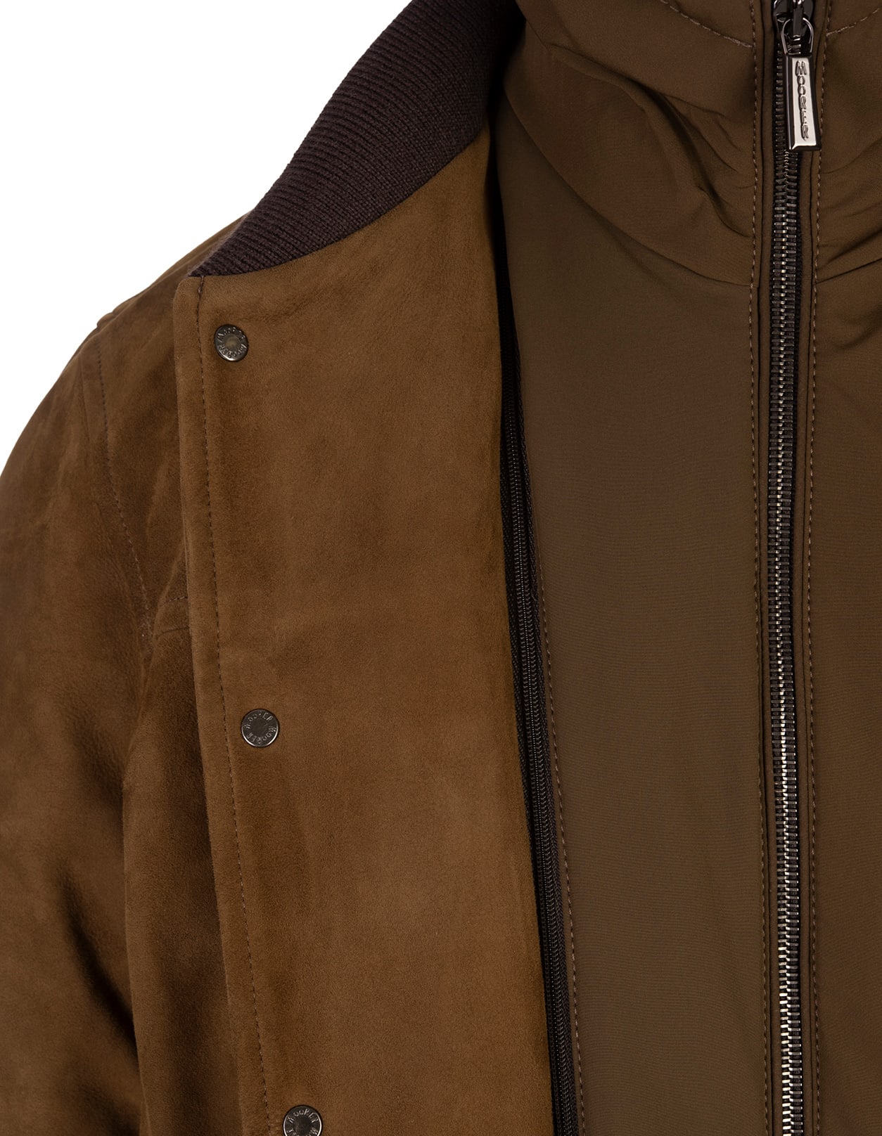 Shop Moorer Callum College Bomber Jacket In Tobacco Suede In Brown