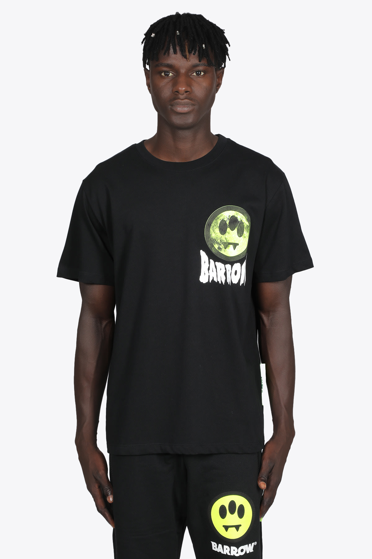 Barrow Jersey T.shirt Black cotton t-shirt with multicolor smile print