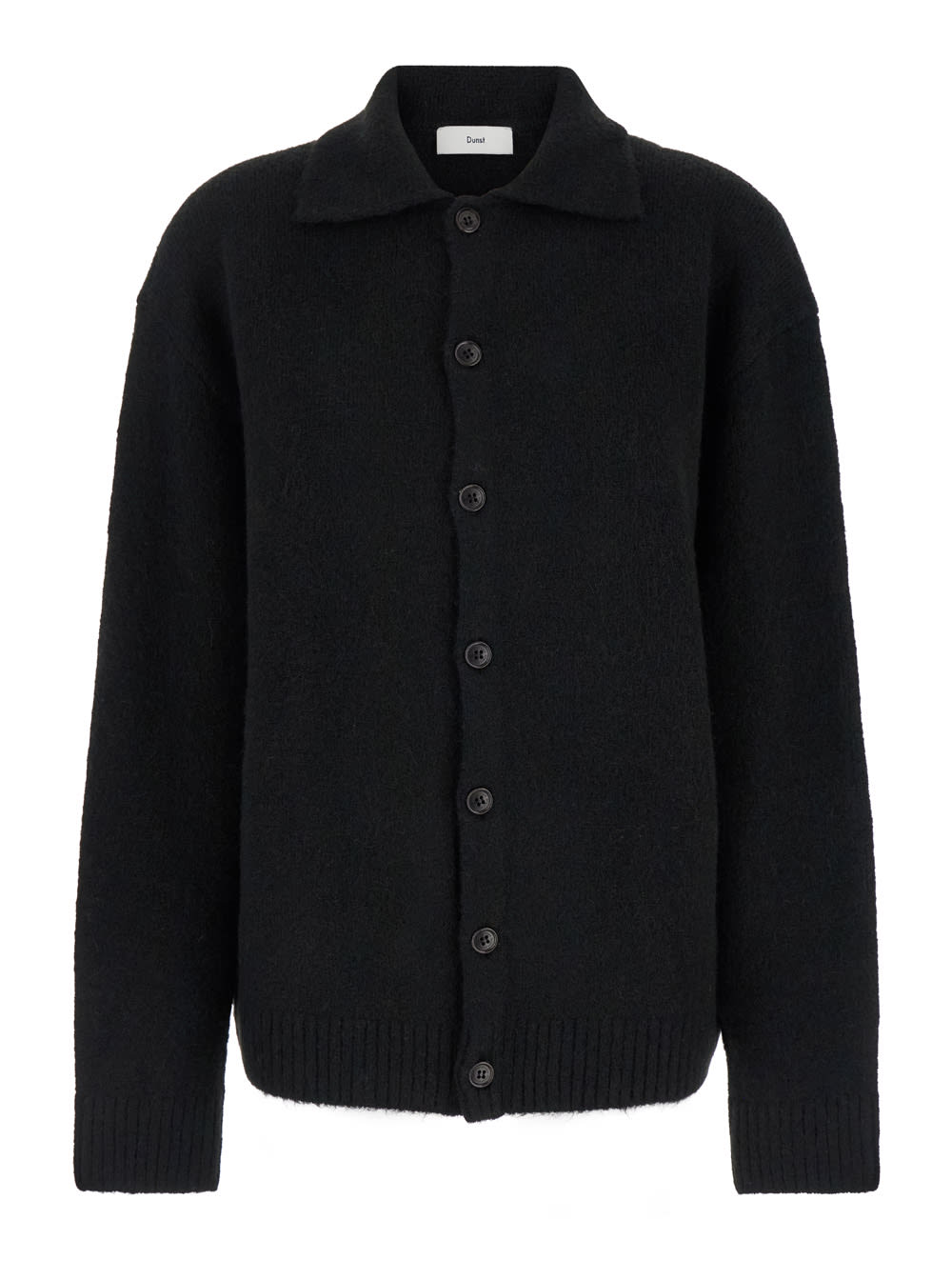 Shop Dunst Black Cardigan With Spread Collar In Wool Blend Man