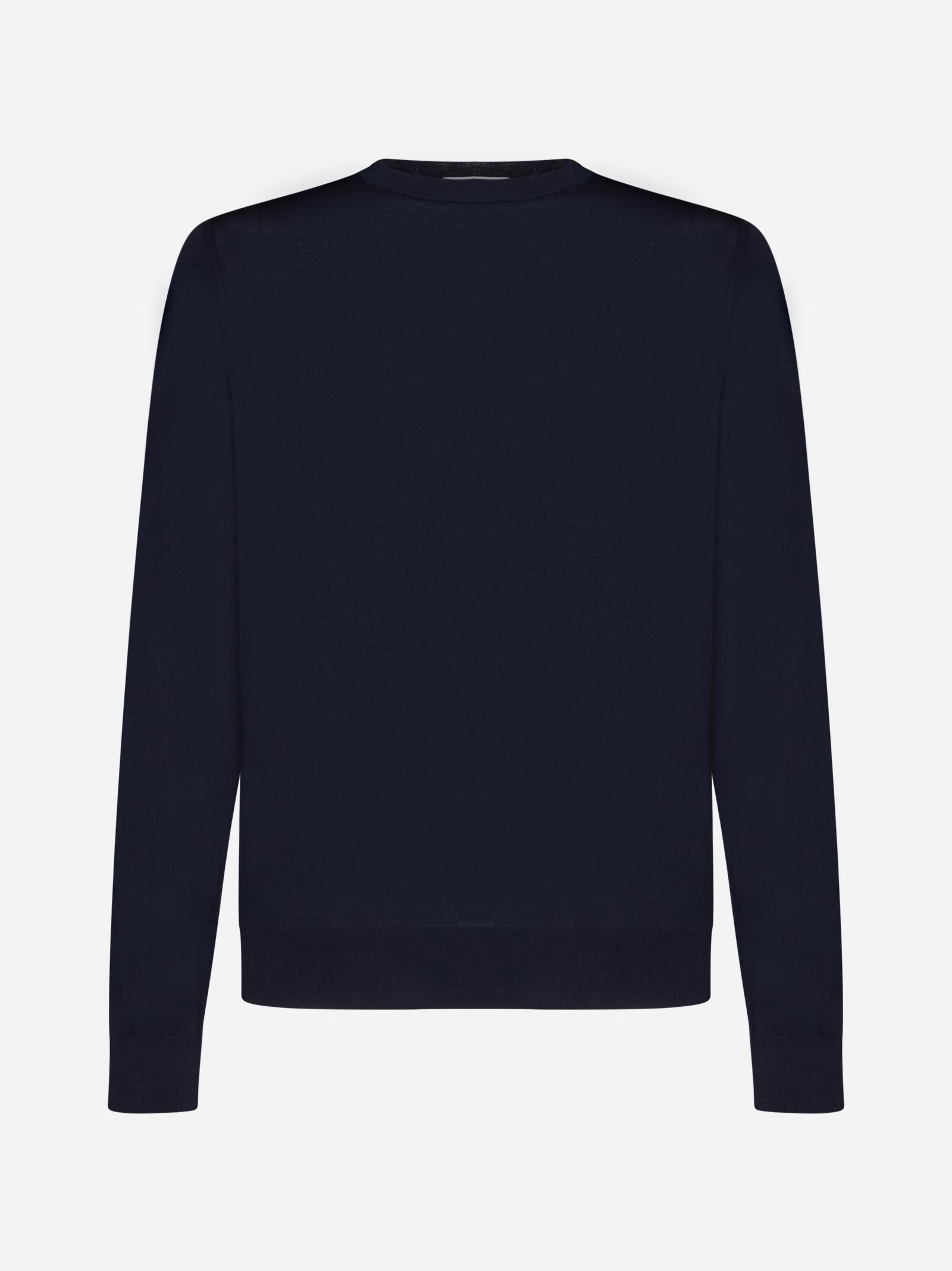 Shop Piacenza Cashmere Wool Crewneck Sweater In Blu Navy