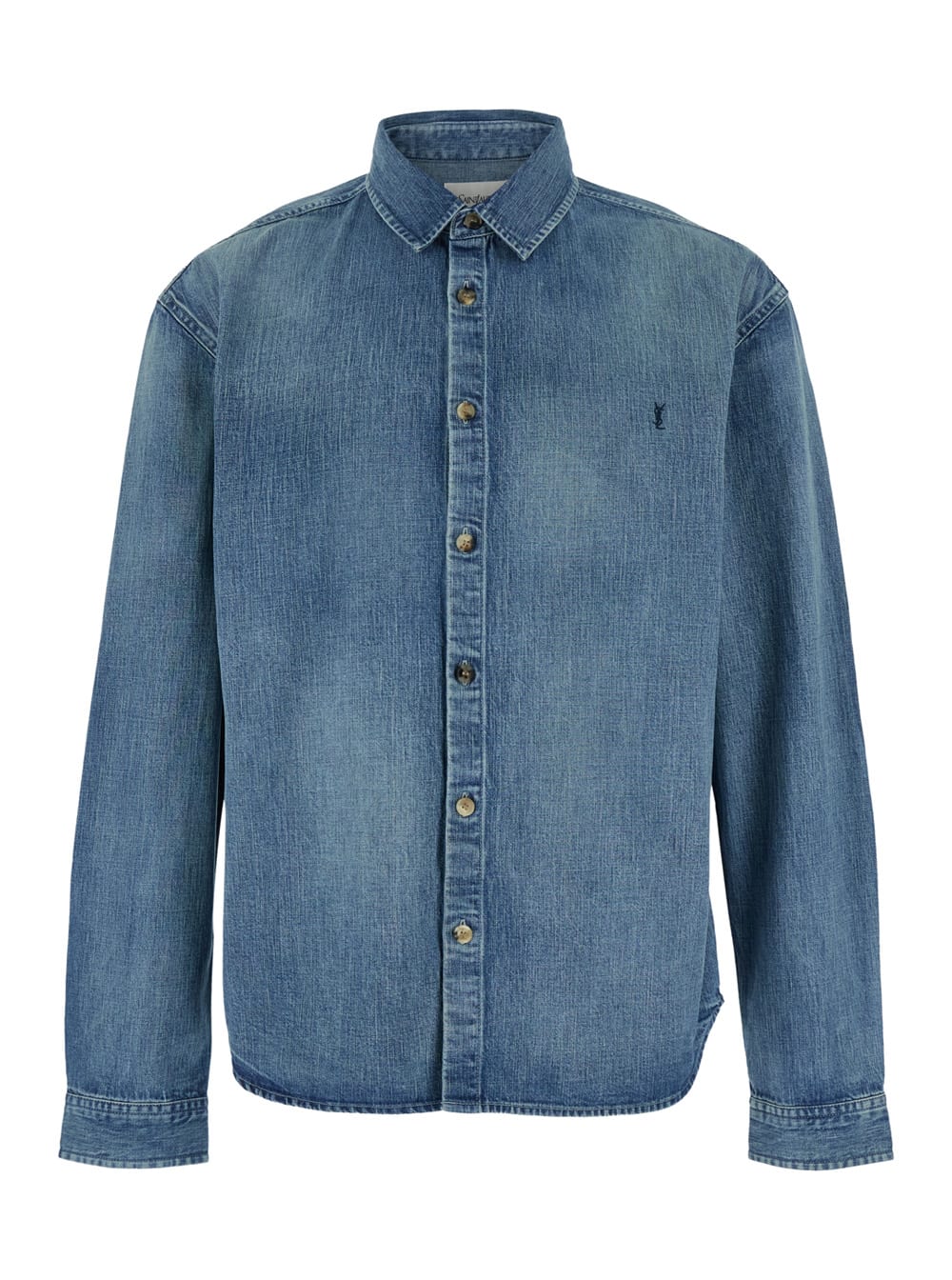 Saint Laurent Cassandre' Blue Cotton Shirt In Multi