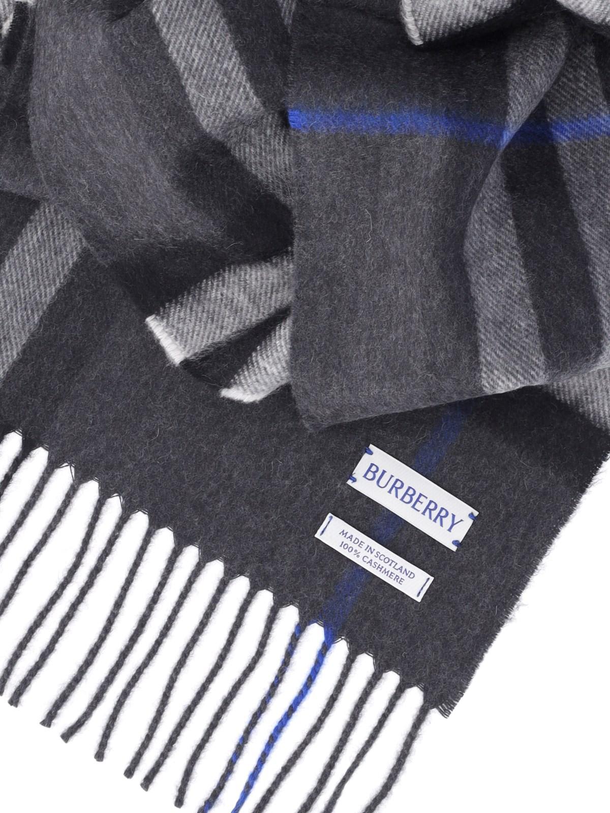 Shop Burberry Check Scarf In Dark Charcoal