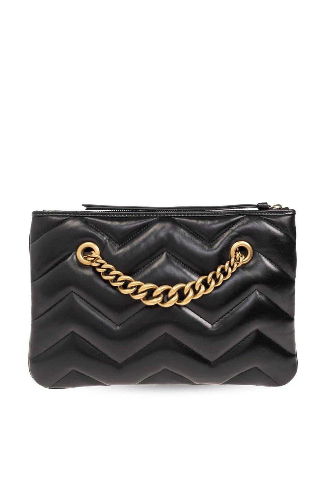 Shop Gucci Gg Marmont Clutch Bag In Black