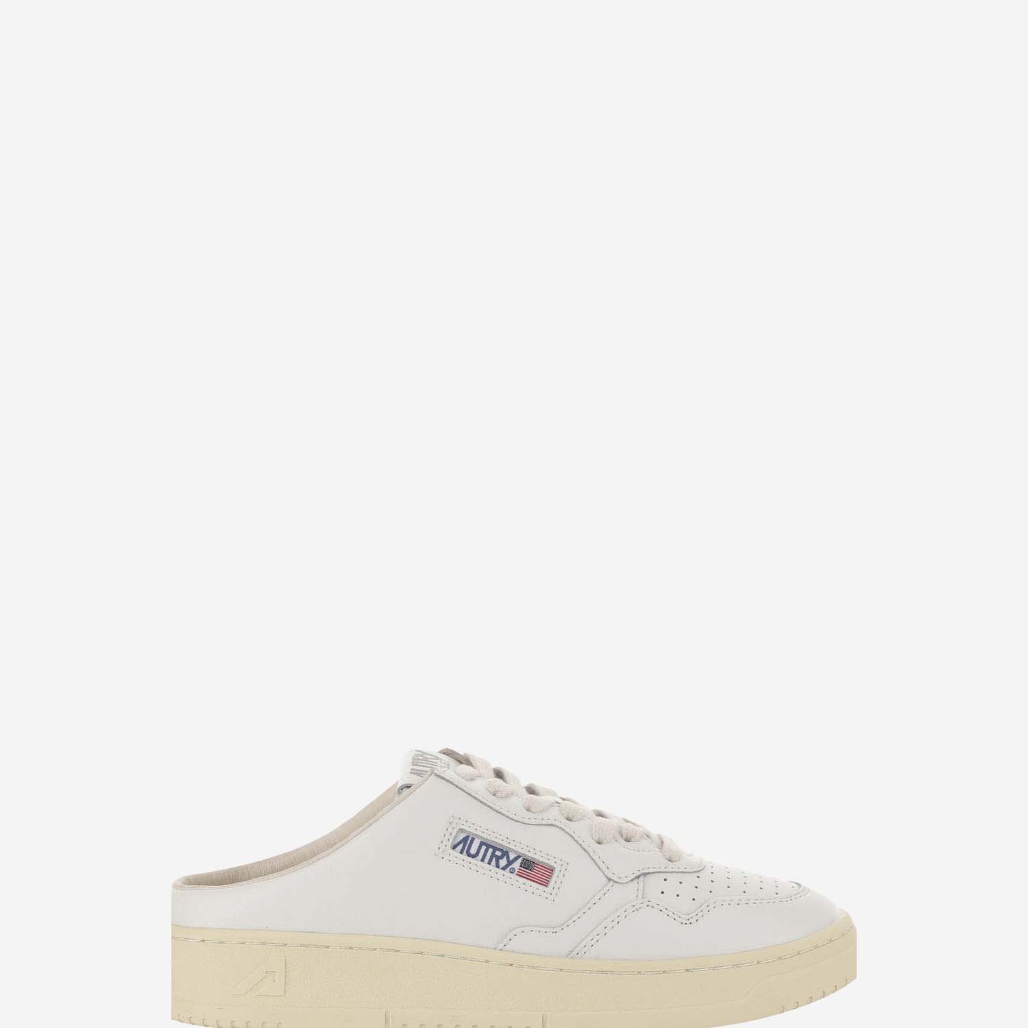 Shop Autry Medalist Mule Low Leather Sneakers In Wht/wht