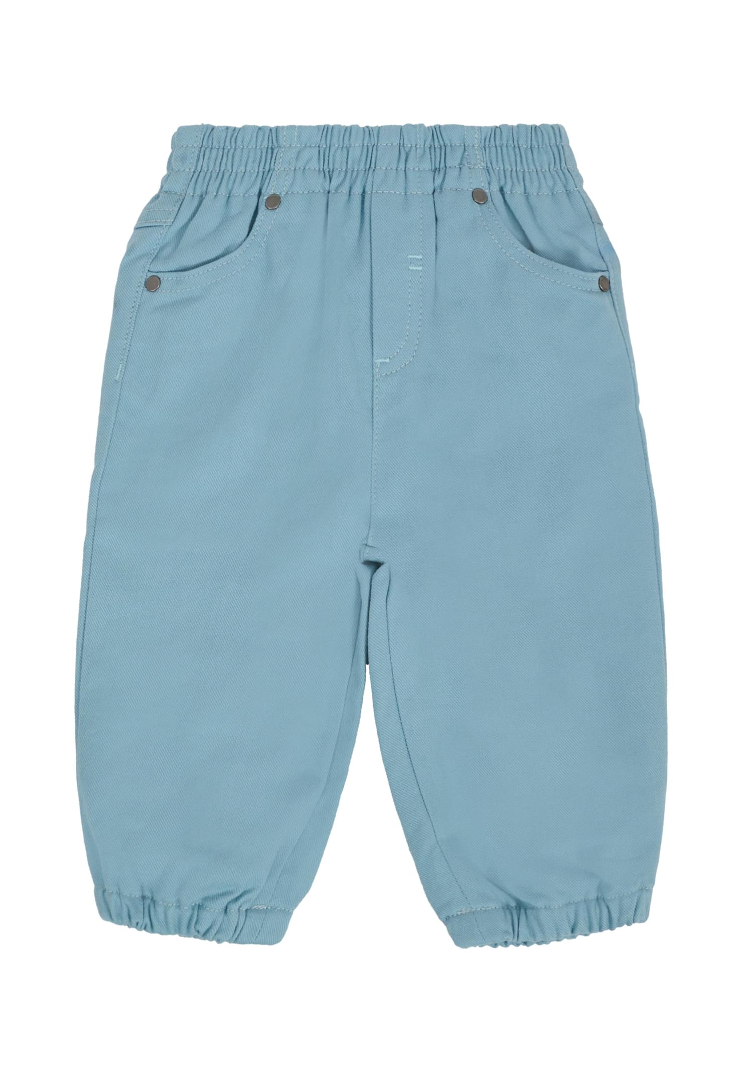 Stella Mccartney Light Blue Trousers For Baby Boy With Logo In Blue