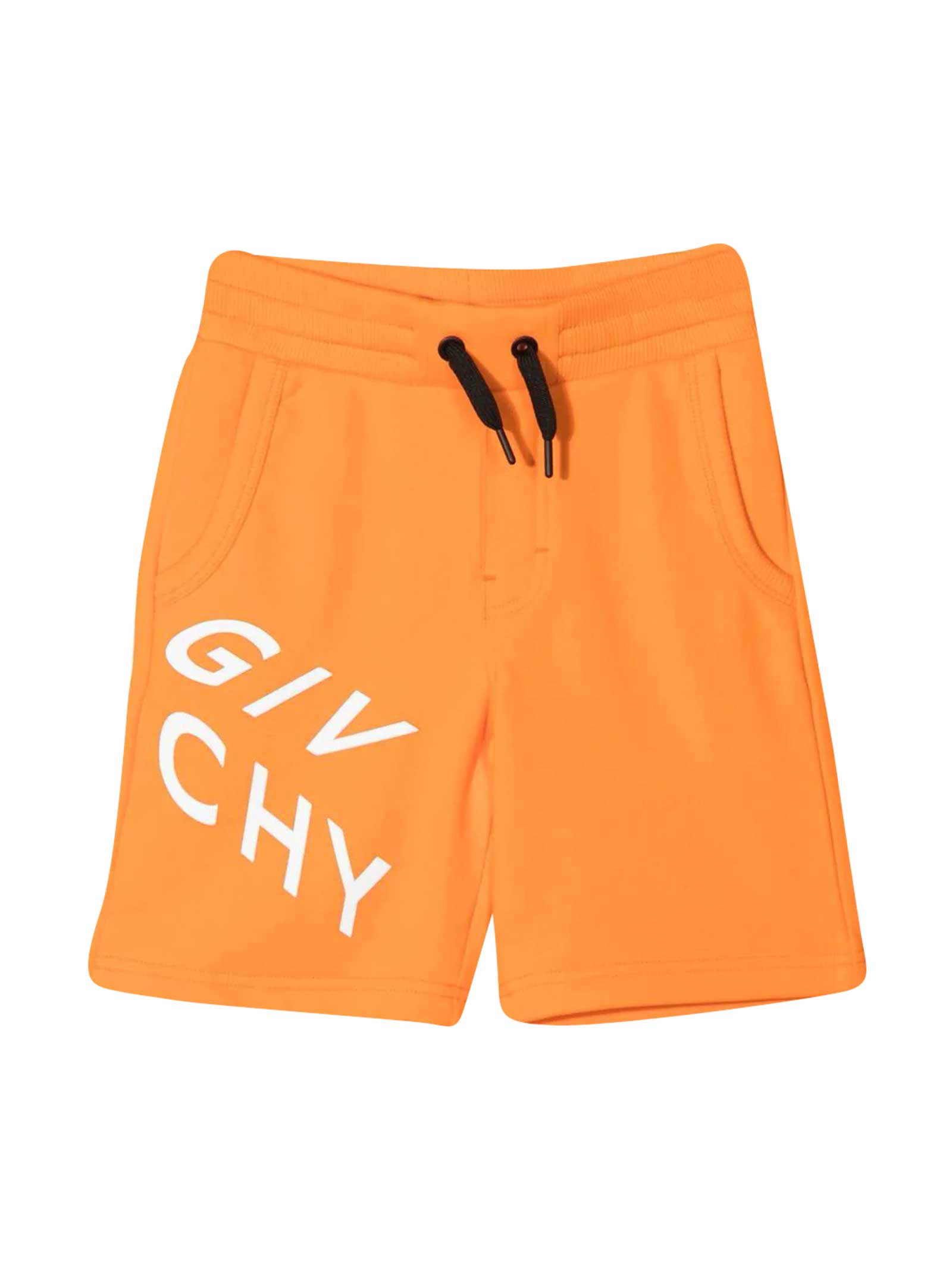 Shop Givenchy Sports Shorts With Print In Arancione