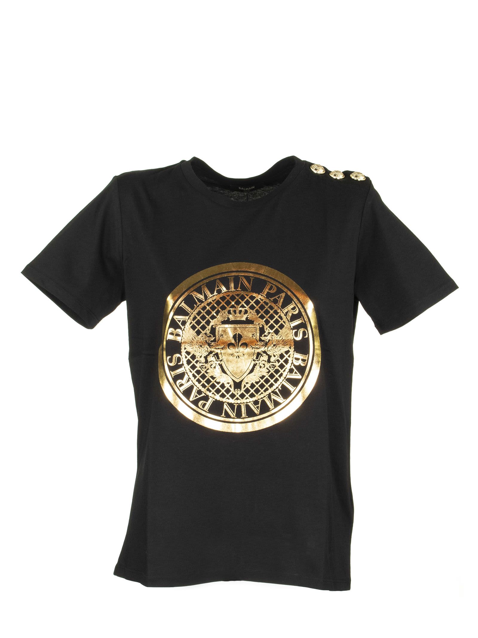 Balmain T-shirt Black/gold | ModeSens