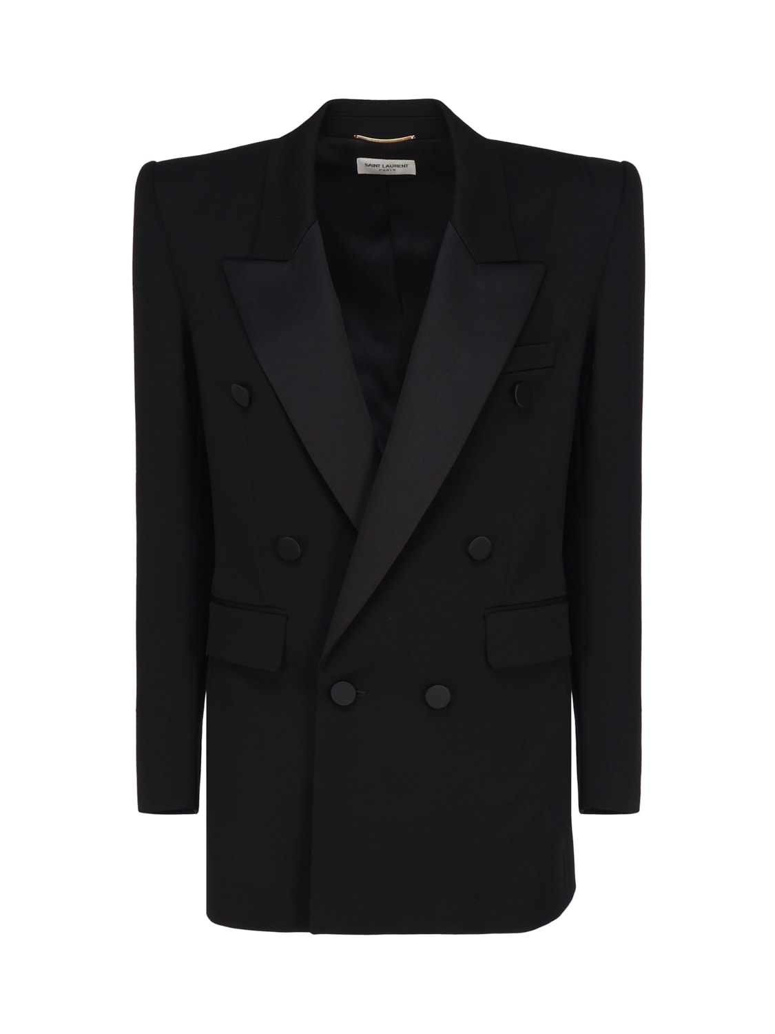 Saint Laurent Smoking Jacket In Wool In Black