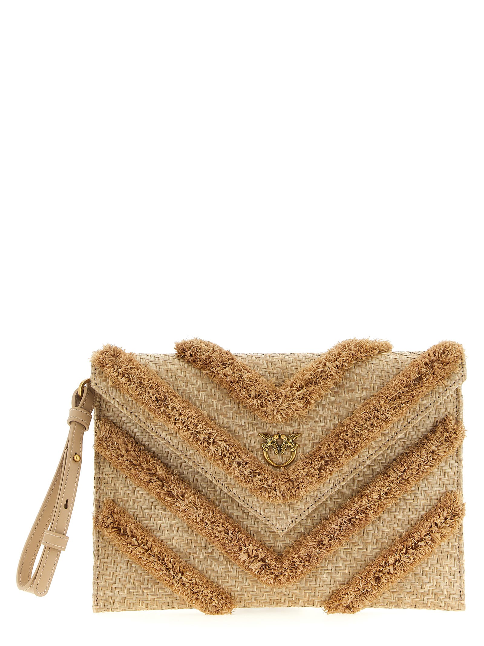 PINKO RAFFIA FLAT CLUTCH
