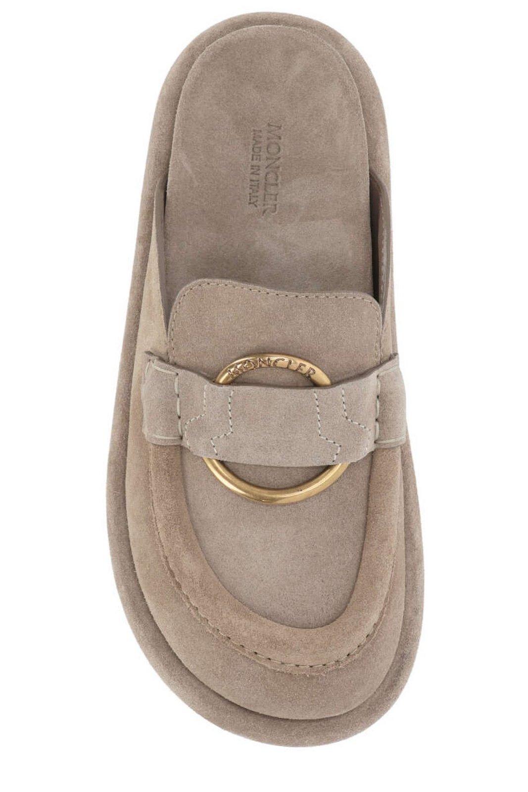 Shop Moncler Round Toe Slip-on Mules In Beige