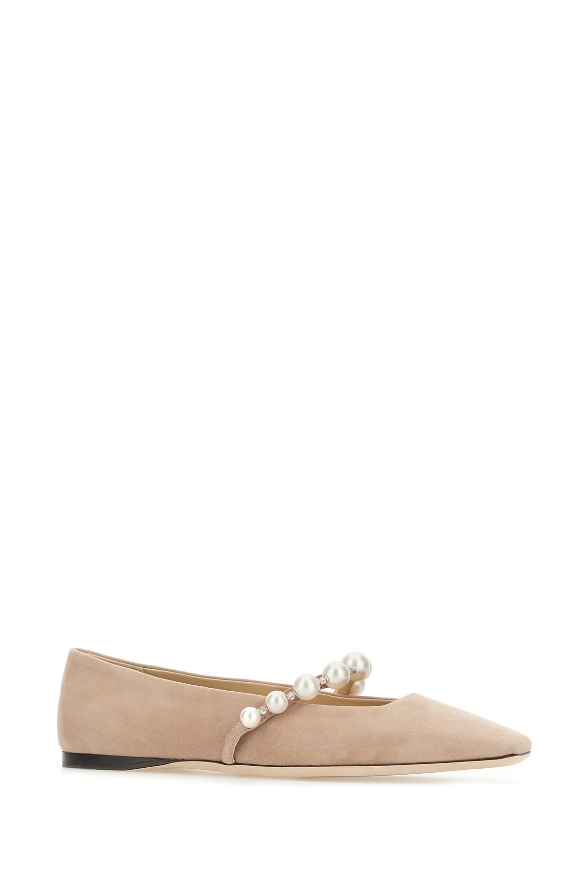 Shop Jimmy Choo Powder Pink Suede Ade Ballerinas In Balletpinkwhite