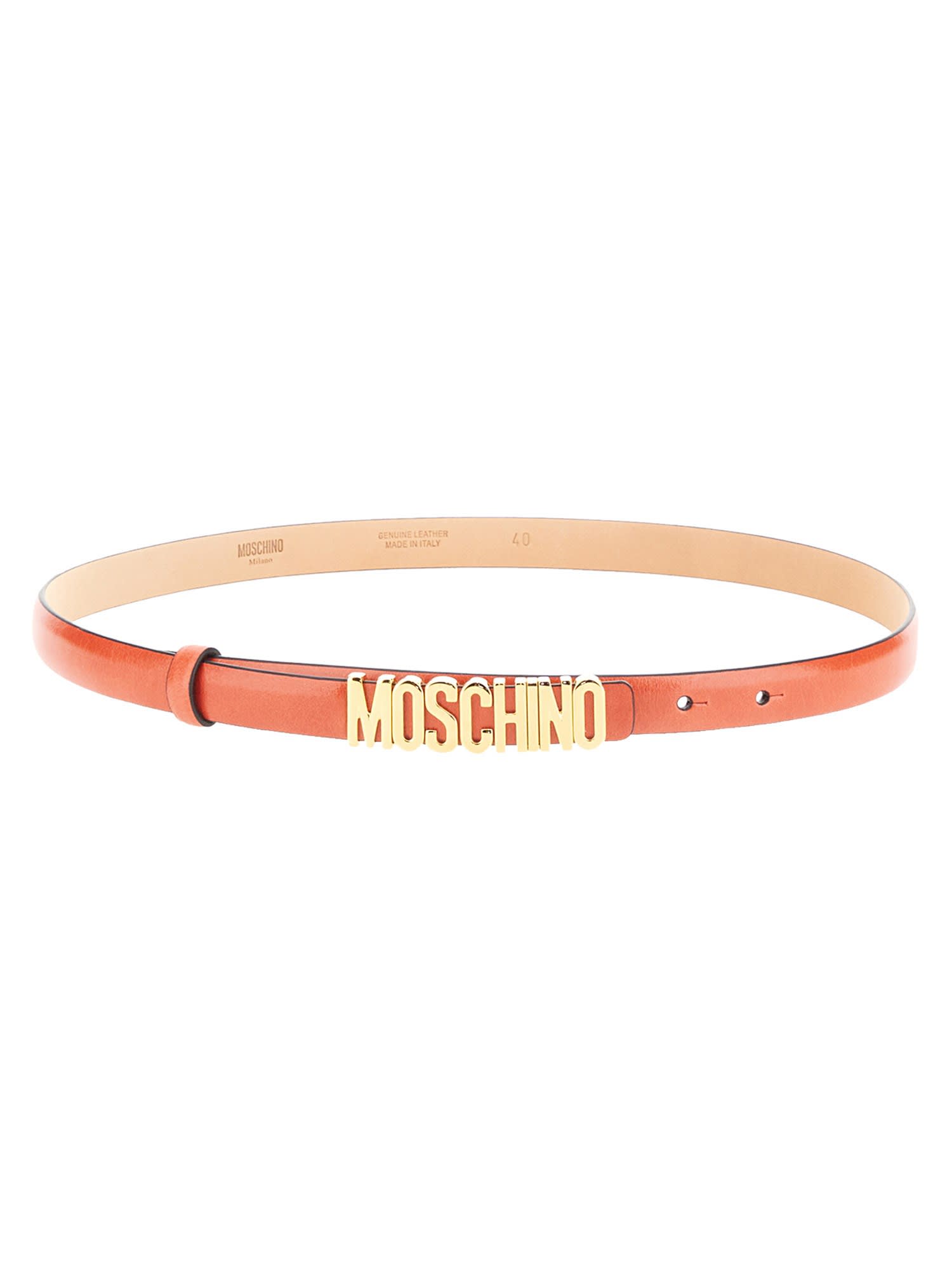 Moschino Thin Belt With Logo Buckle