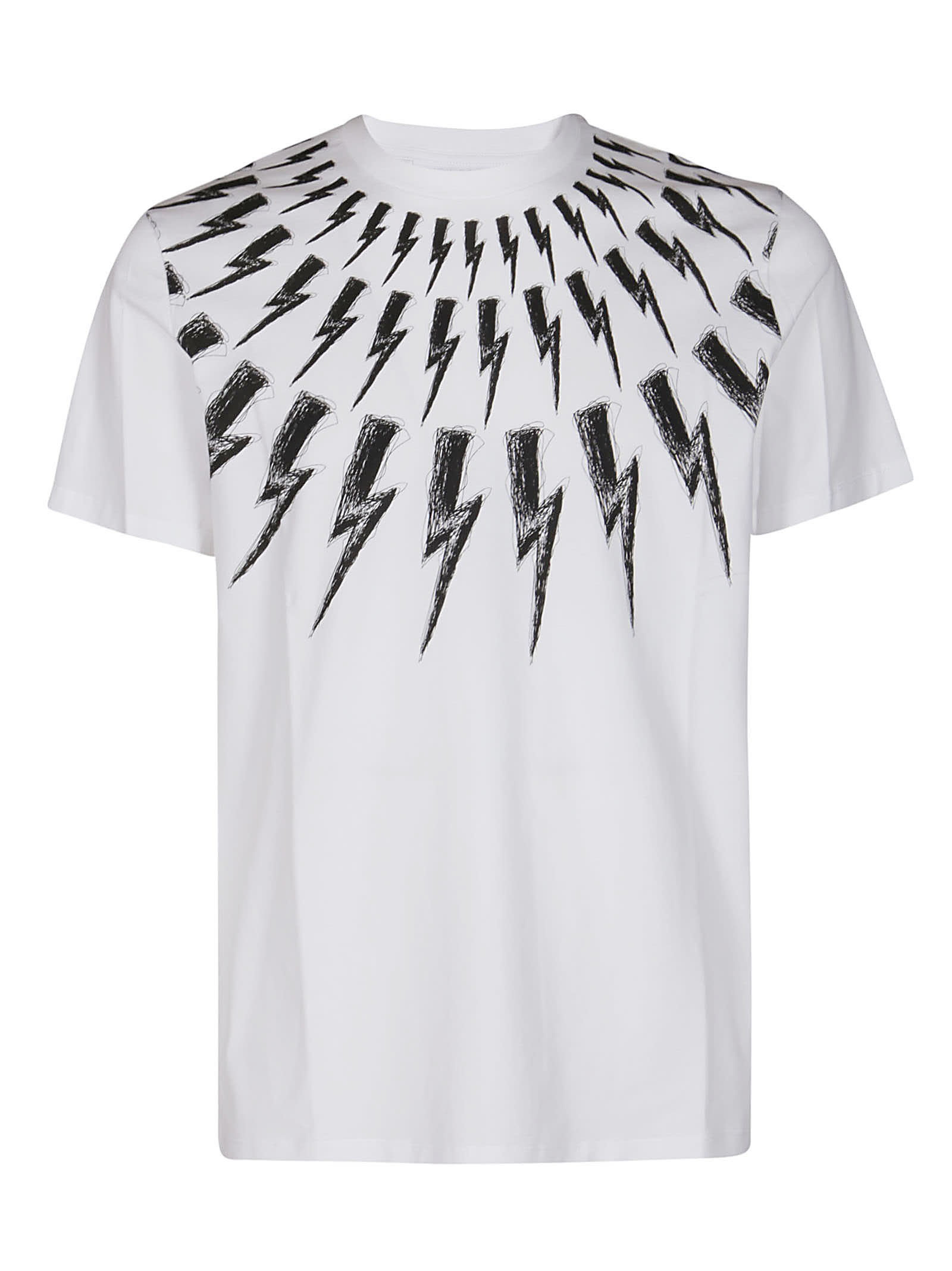 Shop Neil Barrett White Cotton T-shirt In White/black