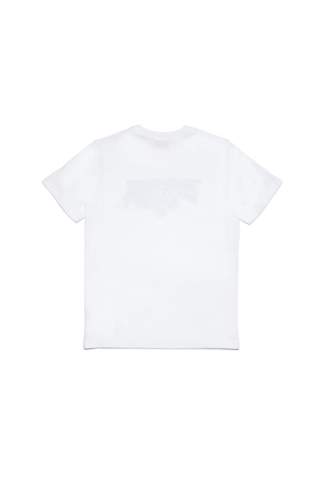 Shop Diesel Tallo Logo Printed Crewneck T-shirt In Bianco