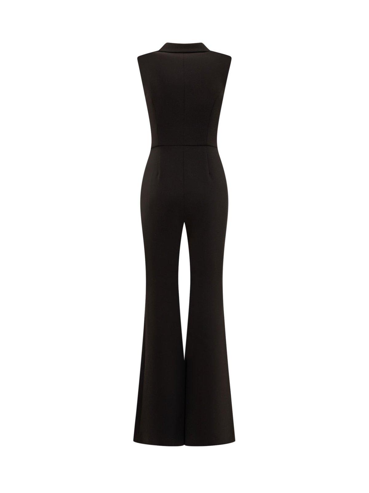 Shop Moschino Plunging V-neck Darted Waist Jumpsuit In Black