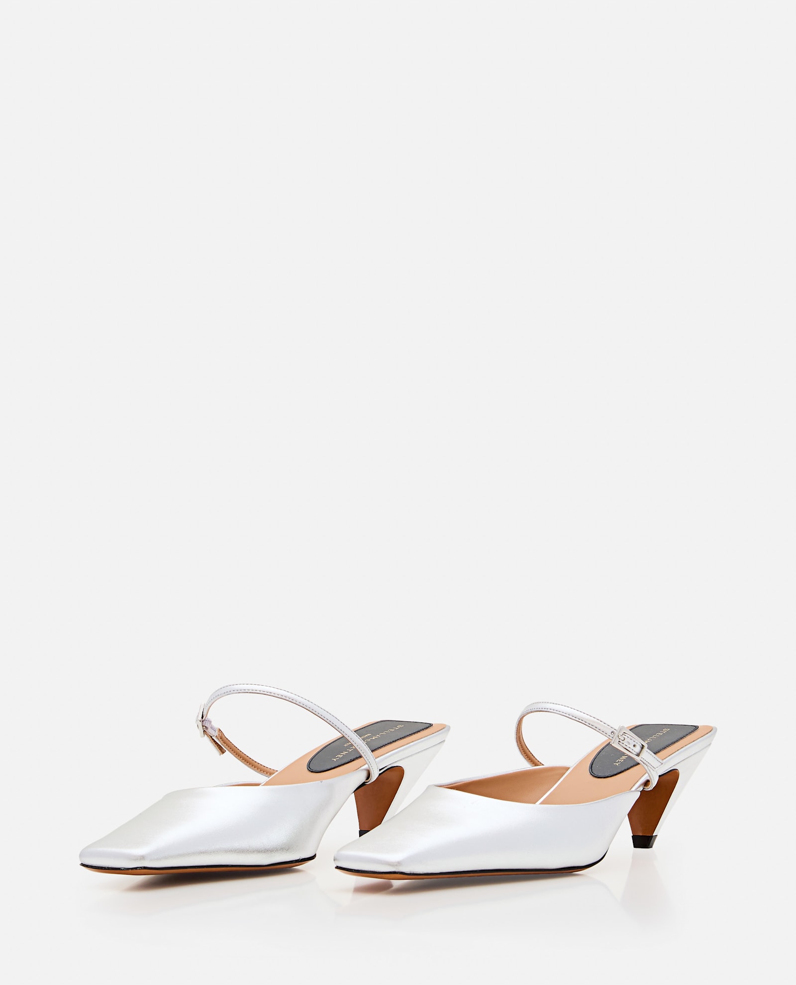 Stella Mccartney 90mm Buckle-fastening Slingback Mules In Silver