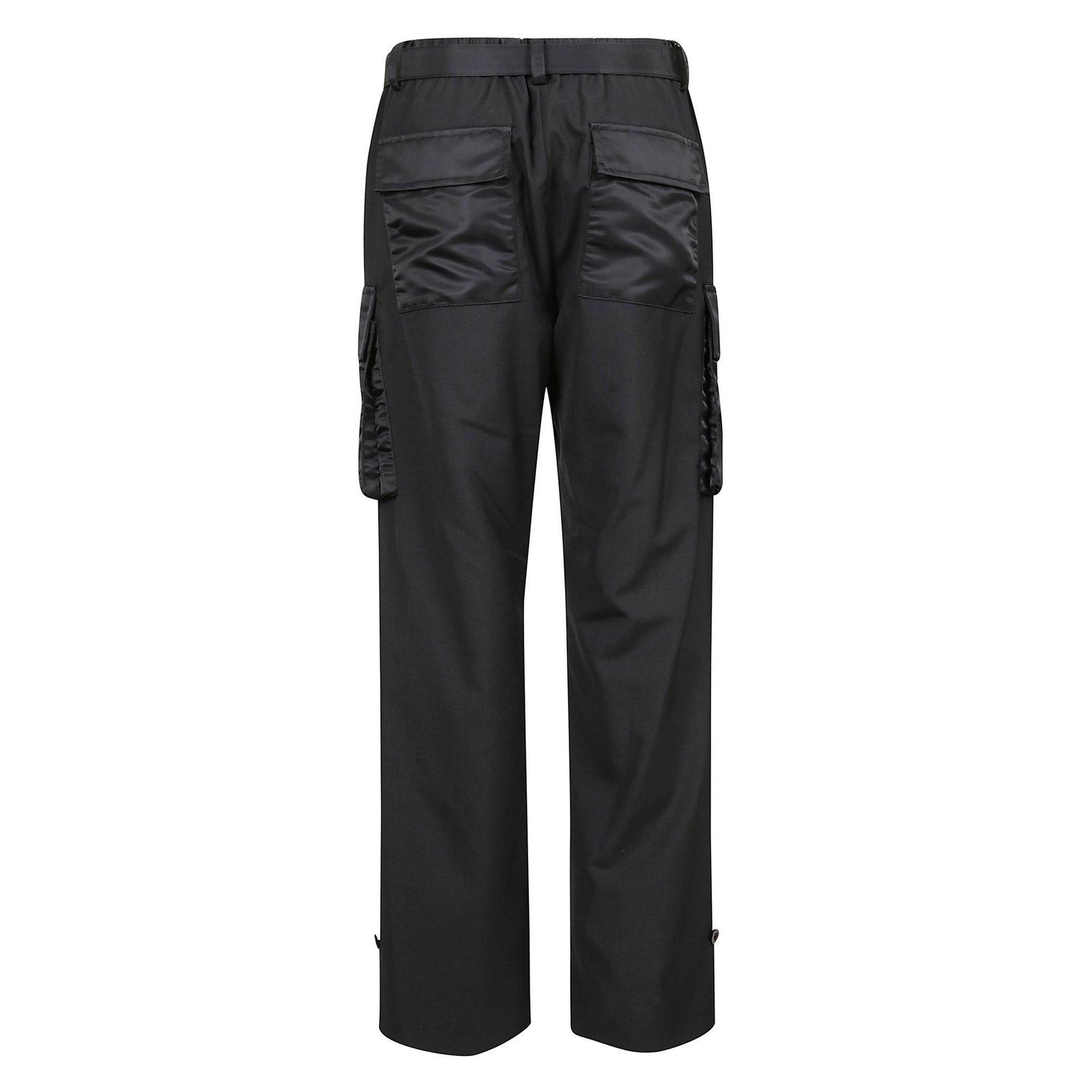 Shop Sacai High-rise Straight-leg Trousers In Black