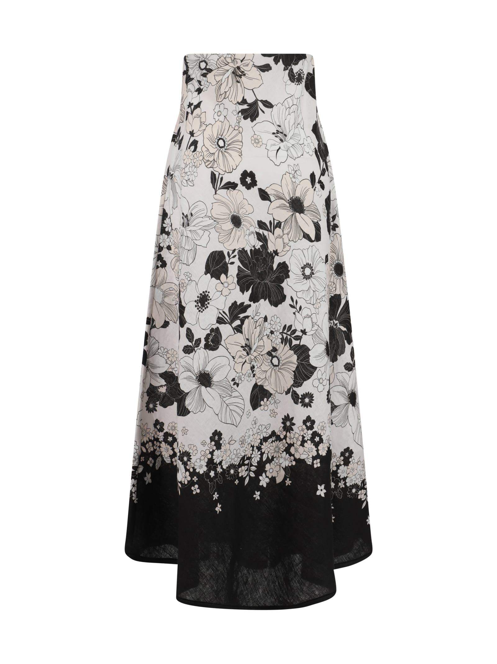 Shop Zimmermann Long Skirt In Ivory/black Floral