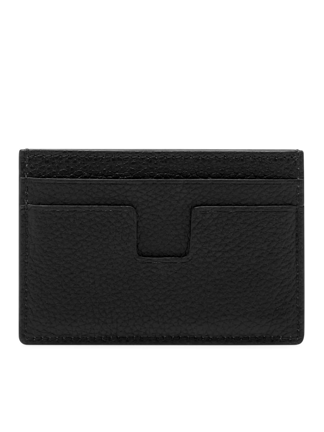 Shop Tom Ford Soft Grain Leather T Line Classic Card Holder In Black