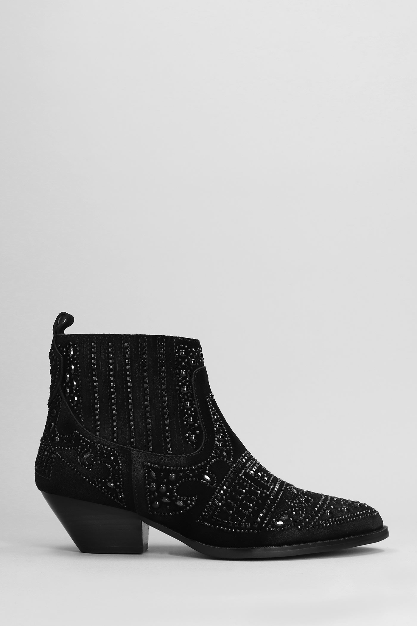 Bibi Lou Texan Ankle Boots In Black Suede In Negro