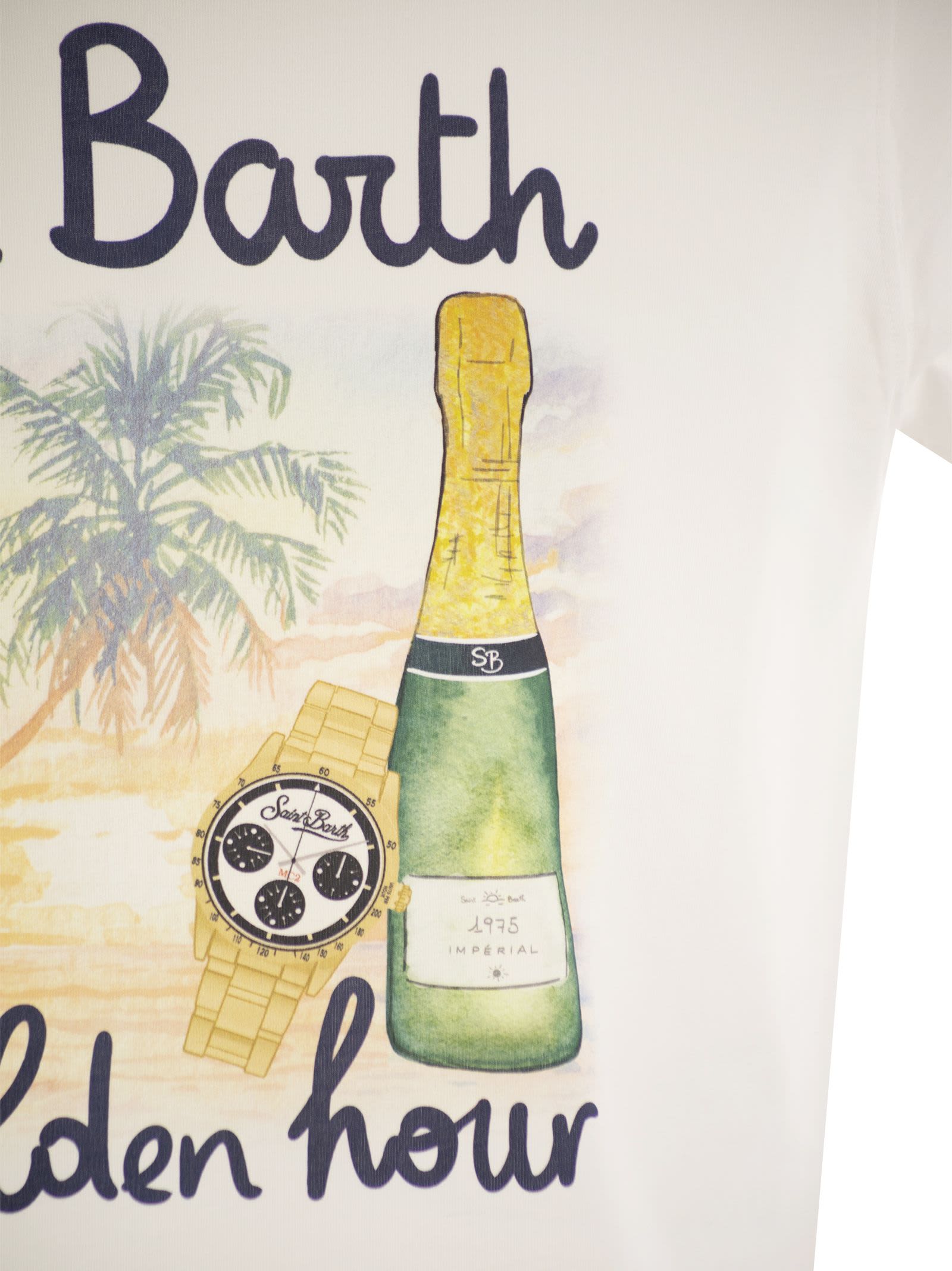 Shop Mc2 Saint Barth T-shirt With Print On The Front In White
