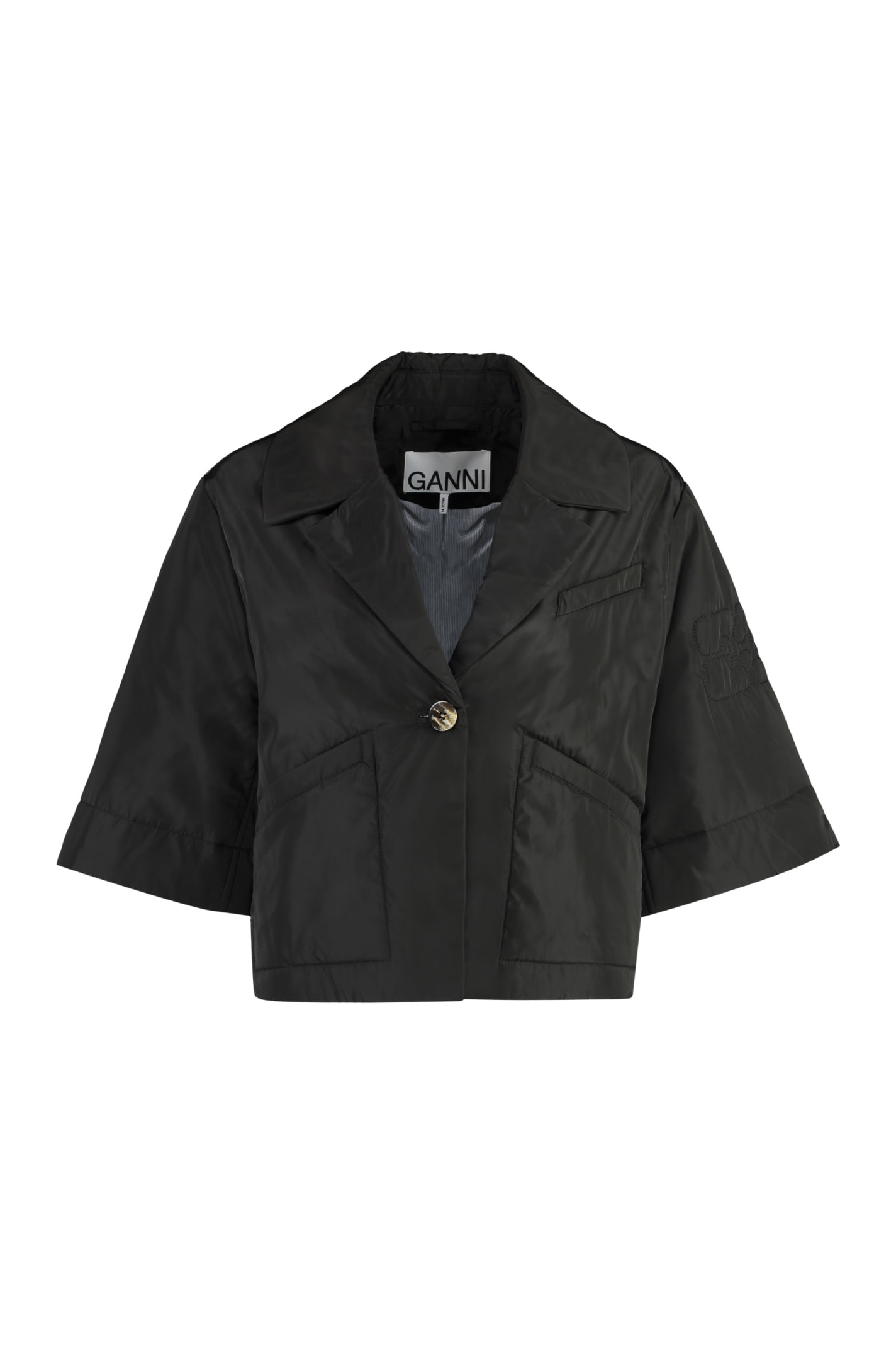 Shop Ganni Nylon Jacket In Black