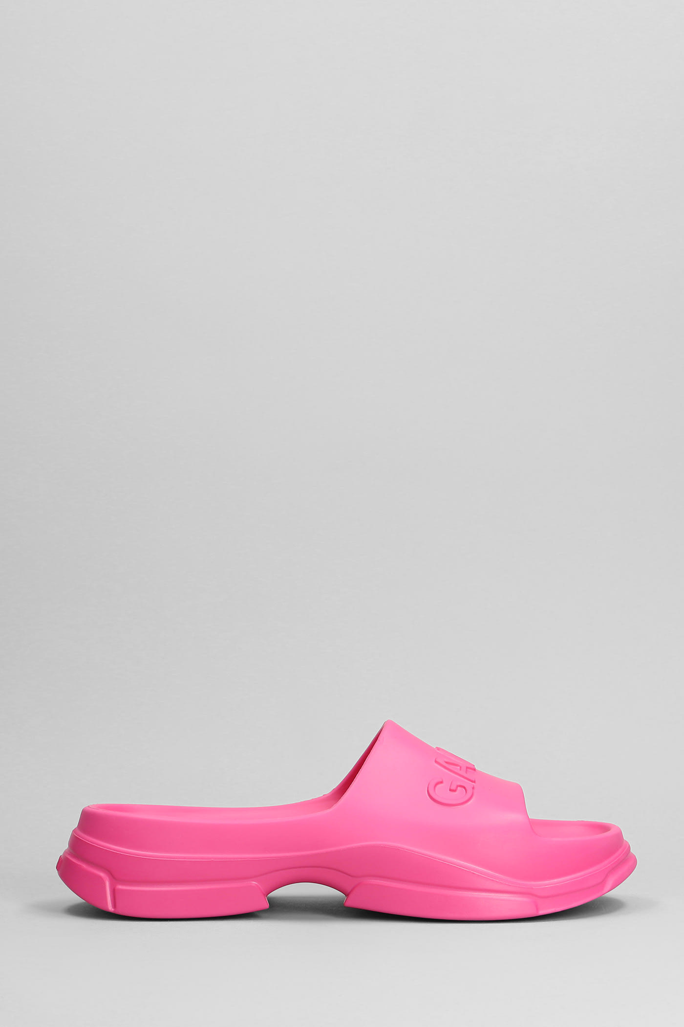 Shop Ganni Flats In Rose-pink Rubber/plasic