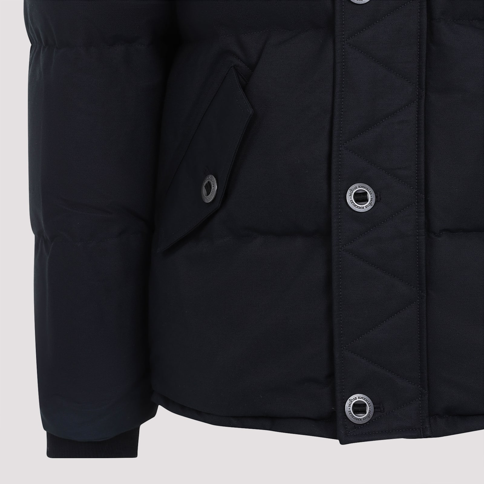 Shop Moose Knuckles 3q Fur Jacket In Navy Blk