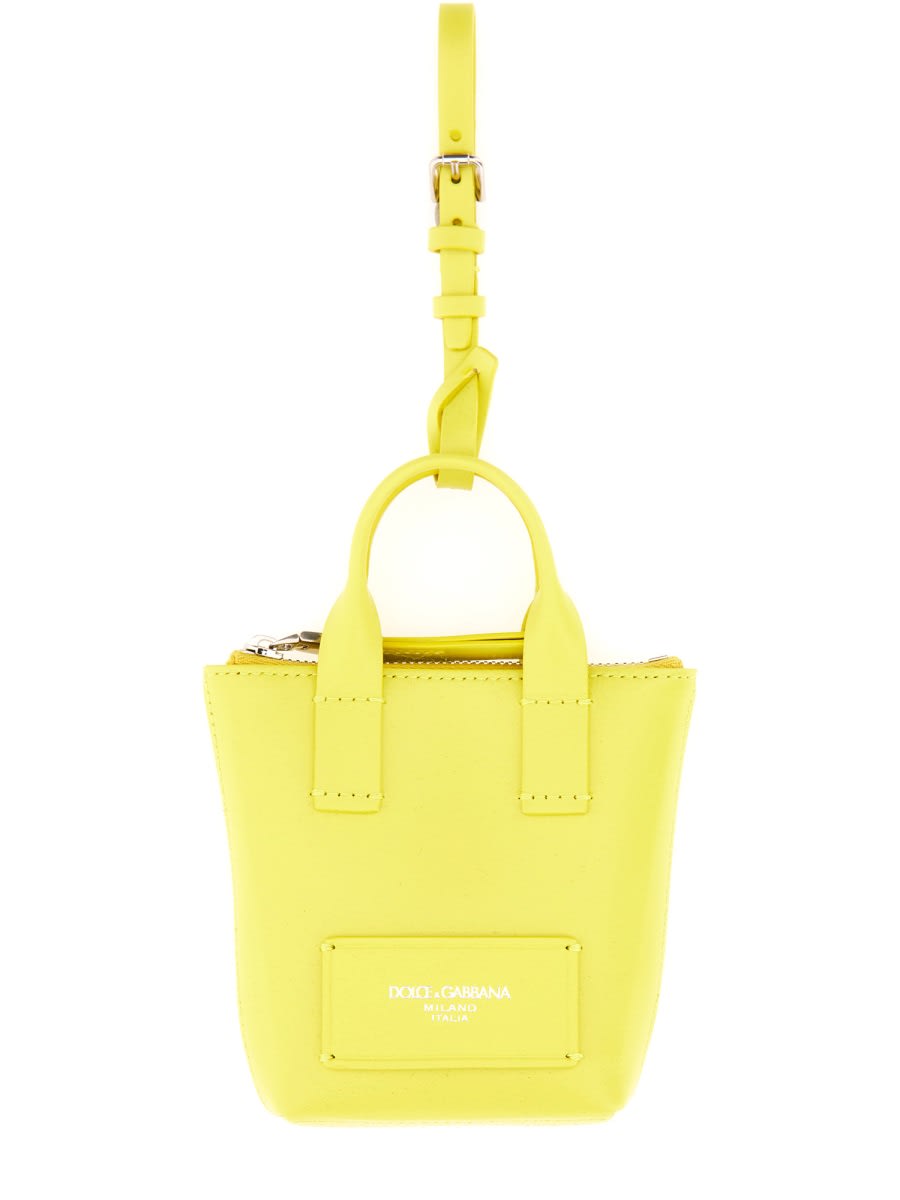 Dolce & Gabbana Leather Minibag Charm In Yellow