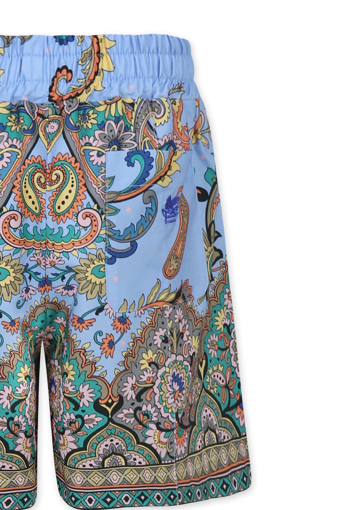 Etro Light Blue Shorts For Boy With Paisley Pattern In Light Blue