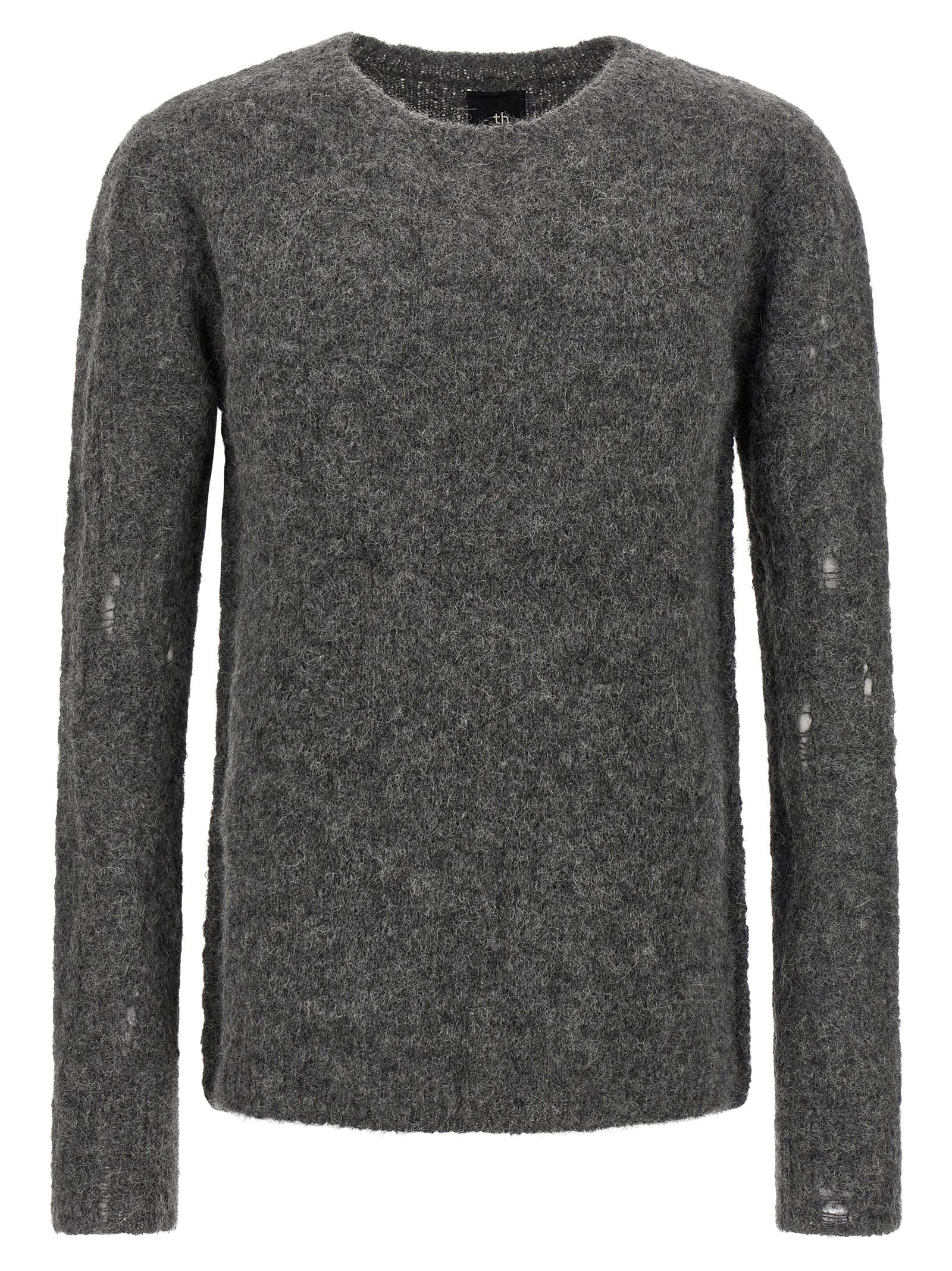 Thom Krom Crew-neck Distressed Sweater In Gray