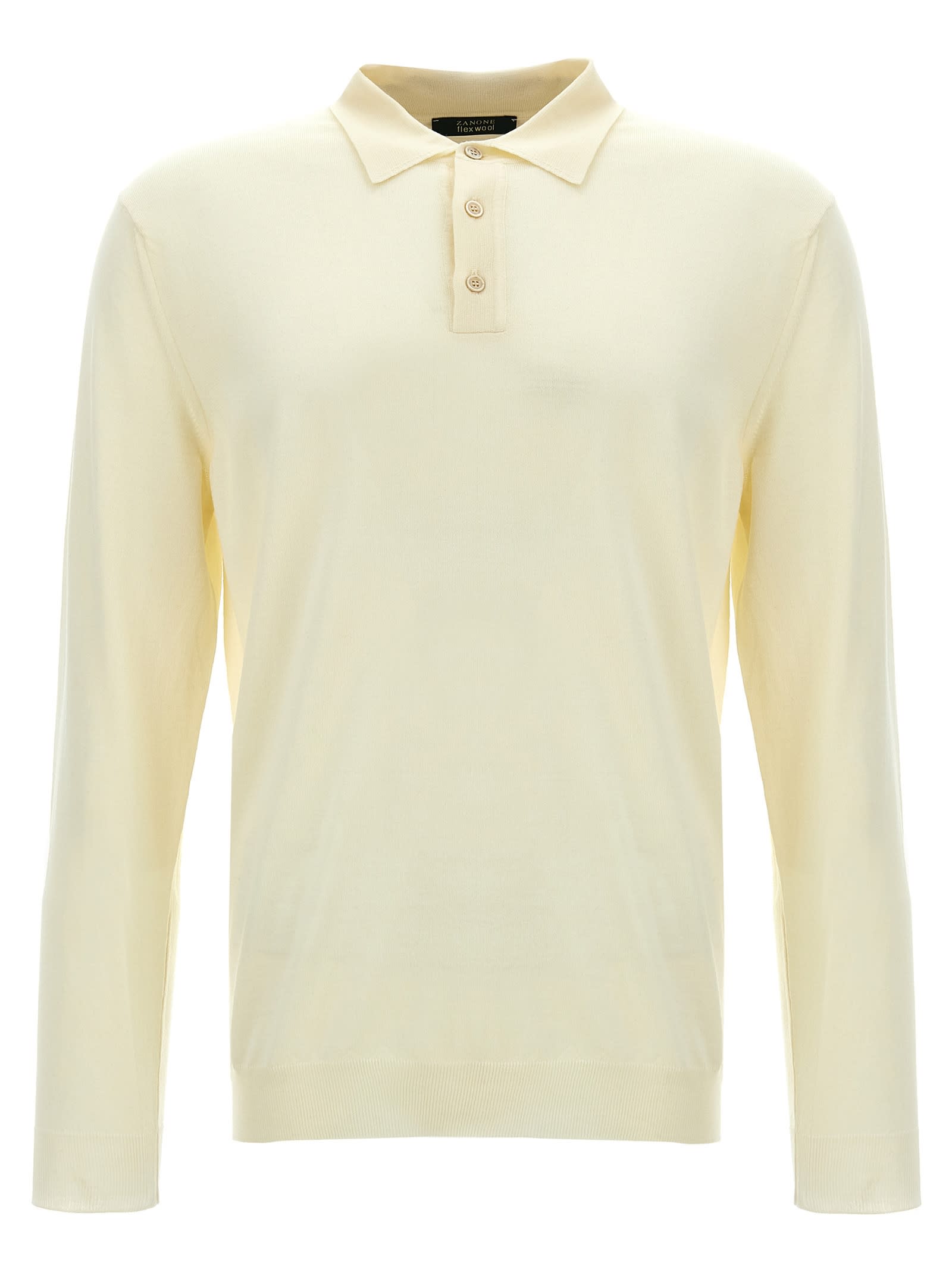 Shop Zanone Wool Polo Shirt In White