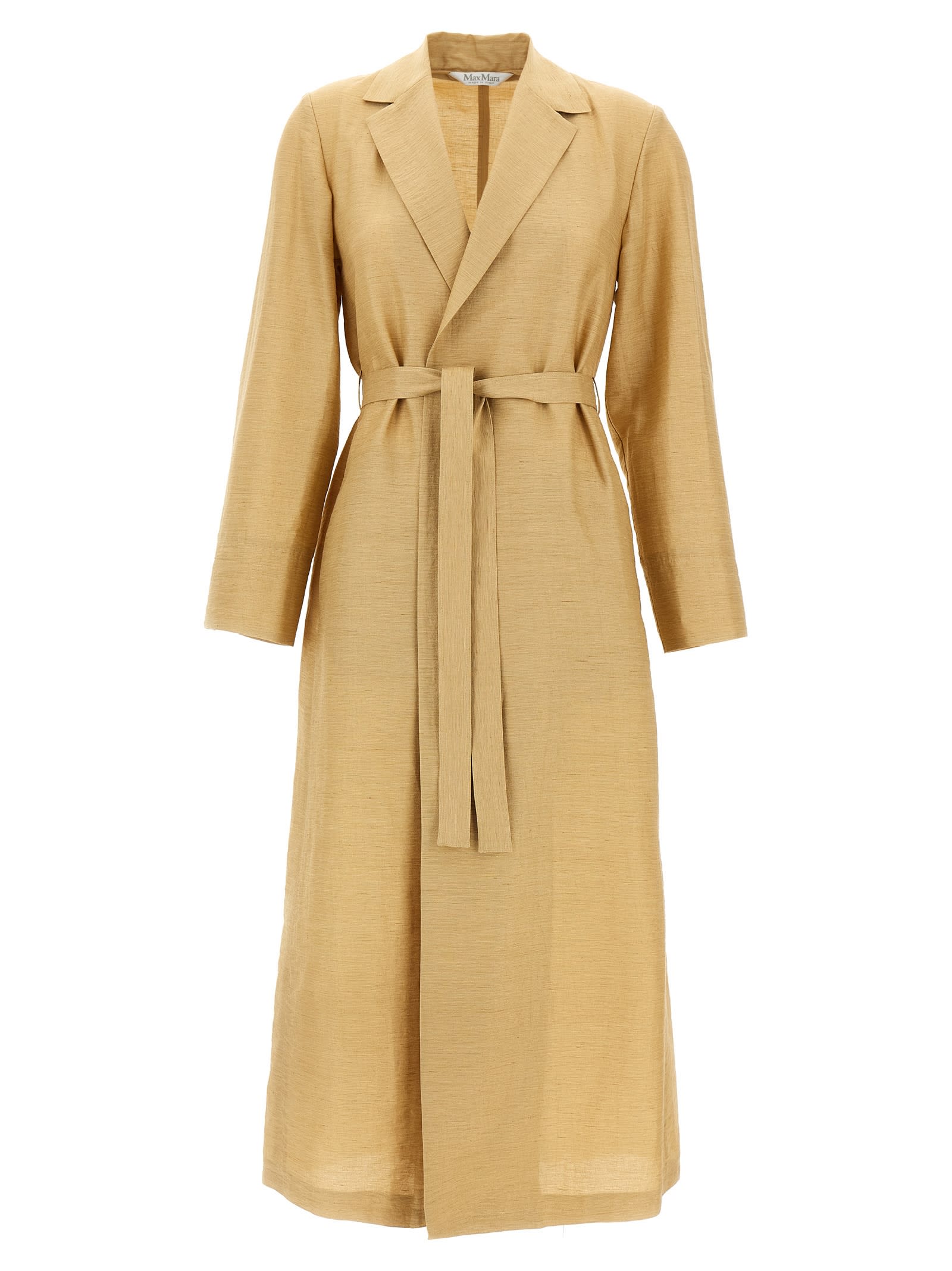 Shop Max Mara Linen And Silk Canvas Overcoat