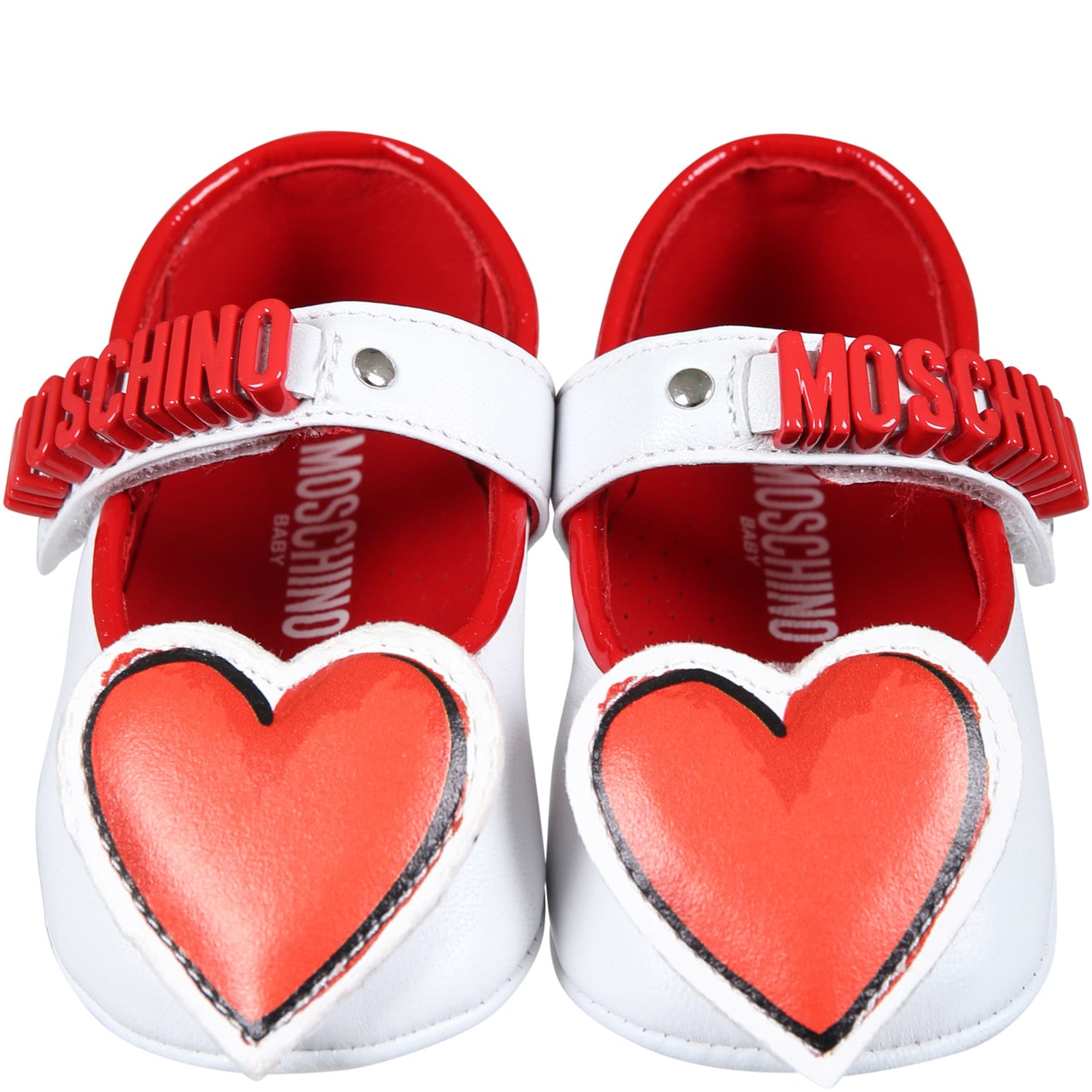 Moschino Kids' White Ballet Flats For Baby Girl With Heart