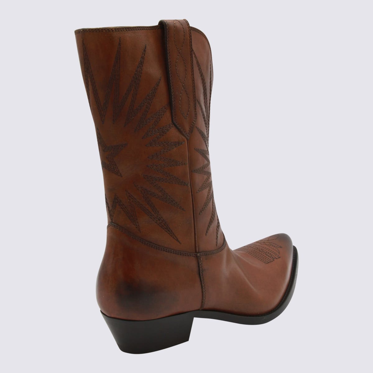 Golden Goose Pointed Toe Stacked Heel Ankle Boots In Brown