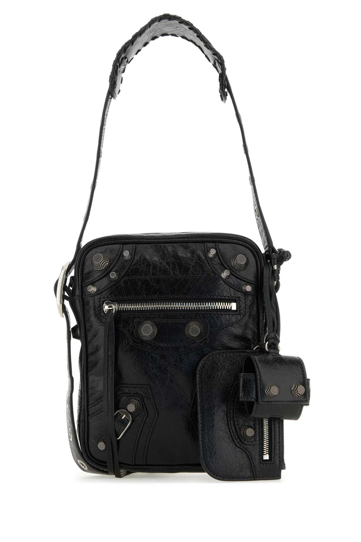 Shop Balenciaga Black Leather Le Cagole Men Crossbody Bag In 1000