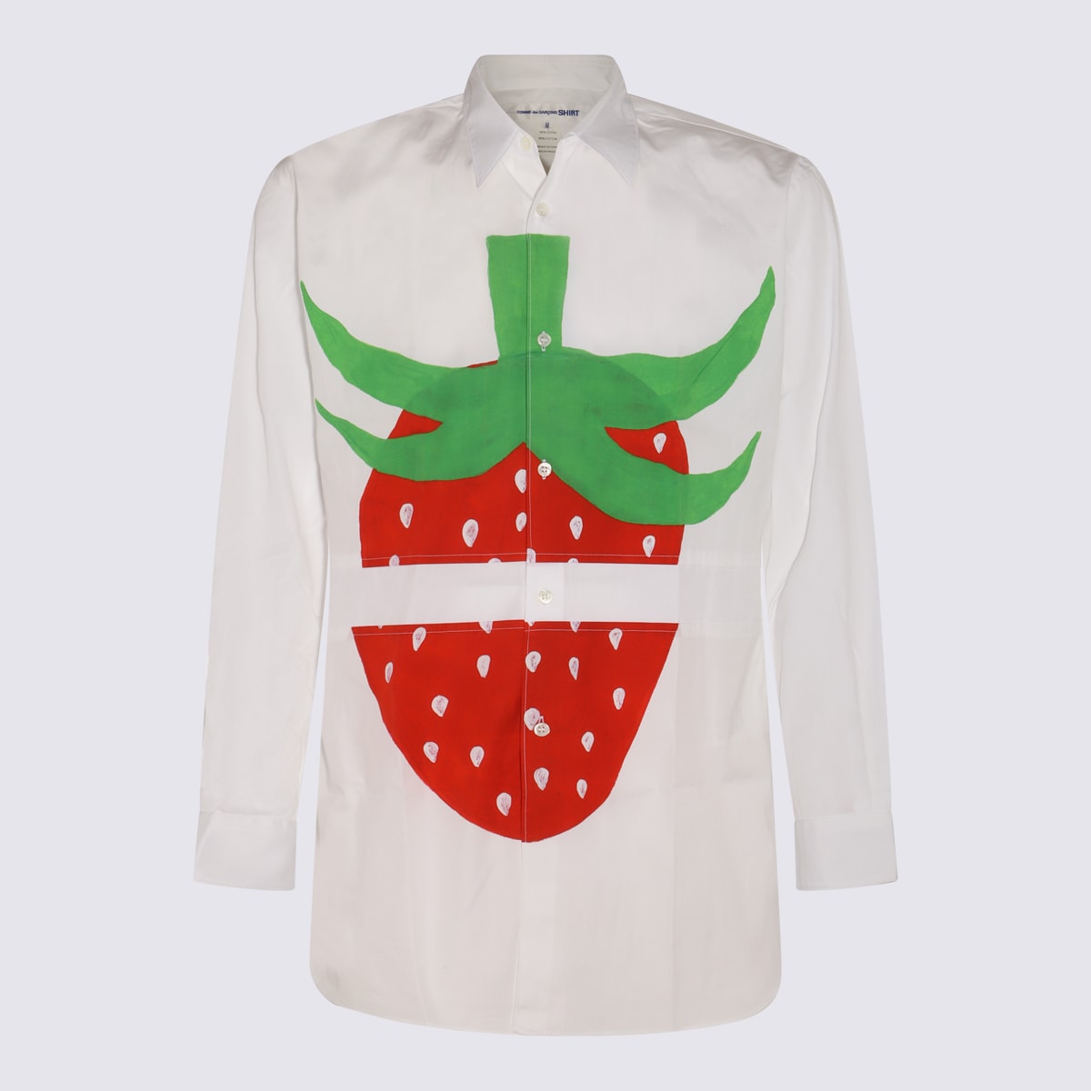 Shop Comme Des Garçons White Cotton Strawberry Shirt