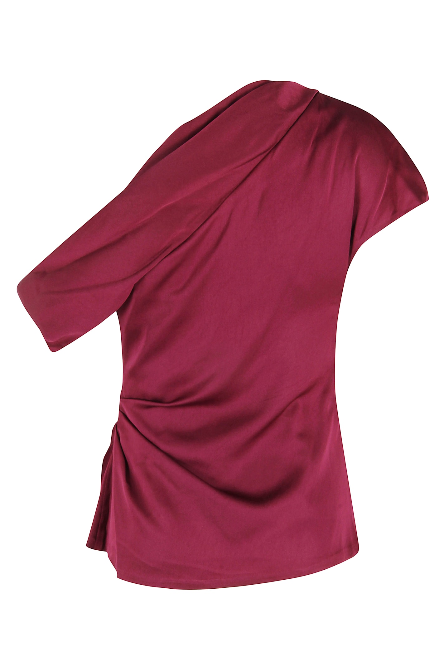 Simkhai Women's Phoebe Draped Satin Top In Cranberry In Red