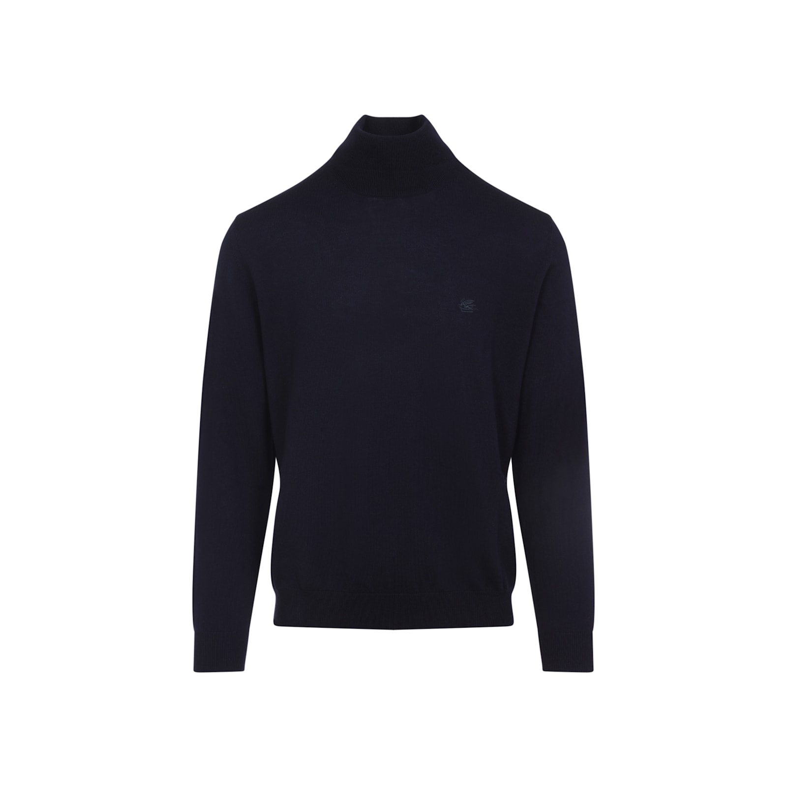 Etro Pegaso-embroidered High-neck Sweater In Blue