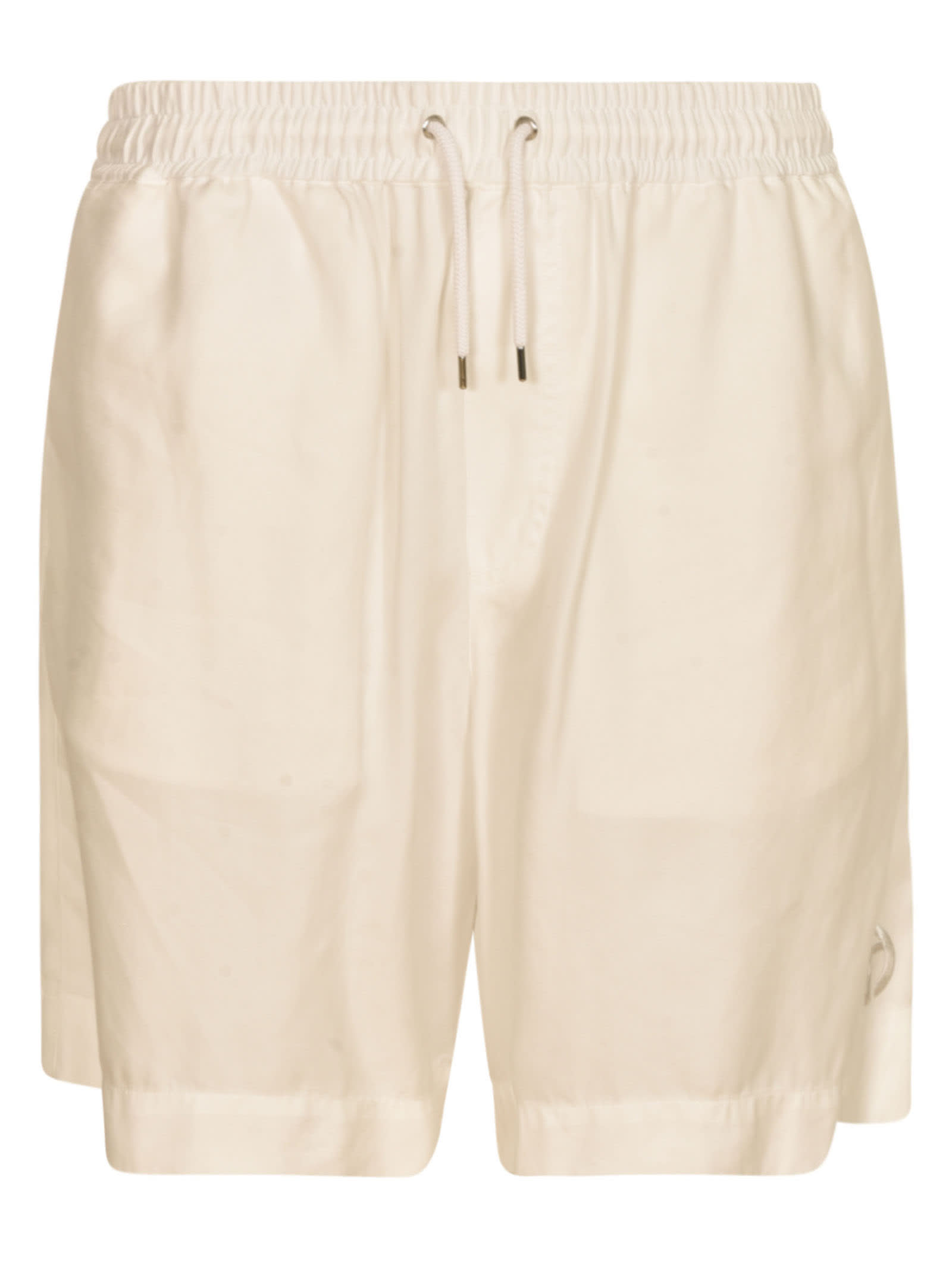 Giorgio Armani Drawstring Waist Logo Shorts In White Pearl