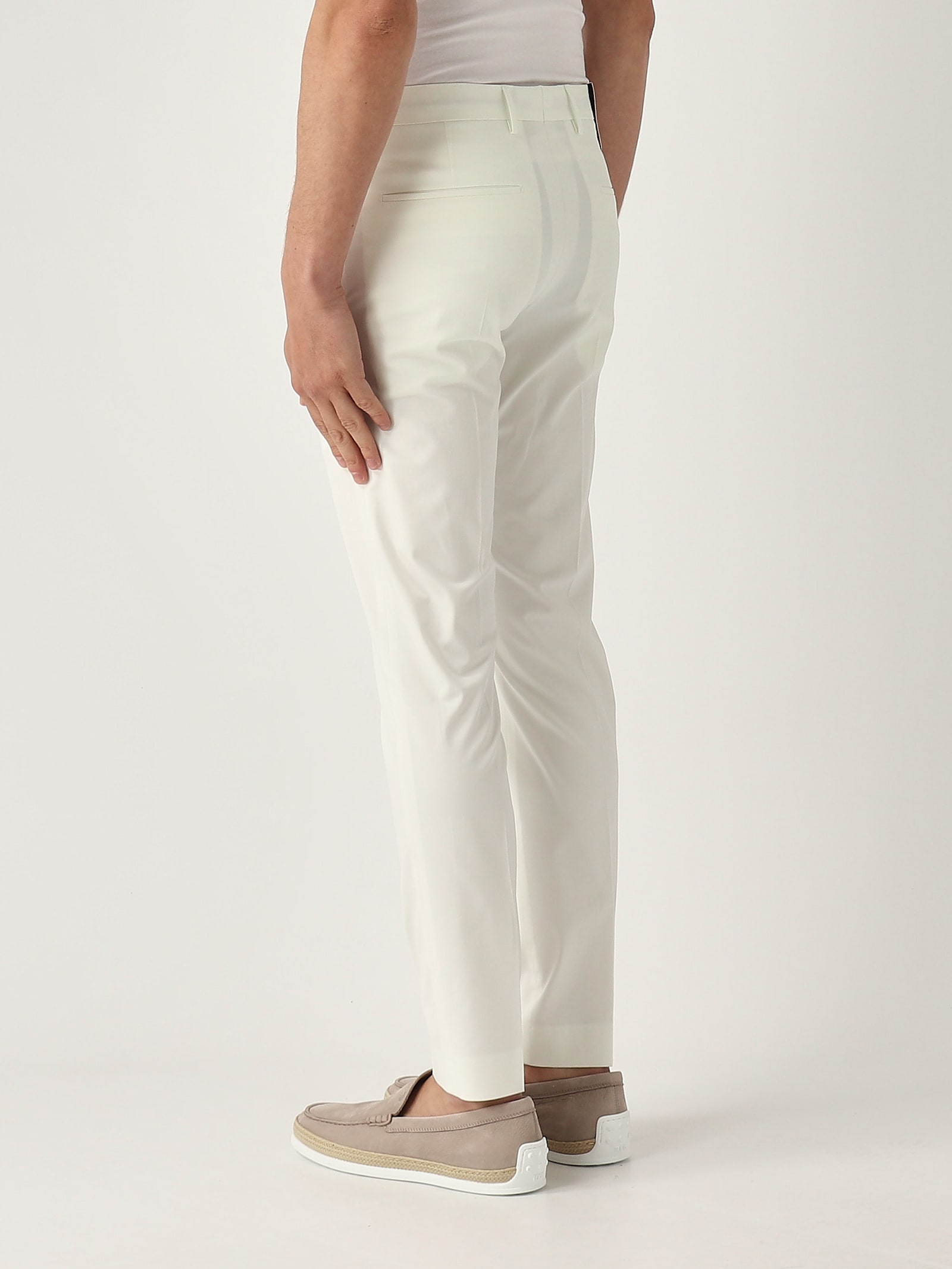 Pt Torino Refined Cotton Twill White Trousers With Detailing In White