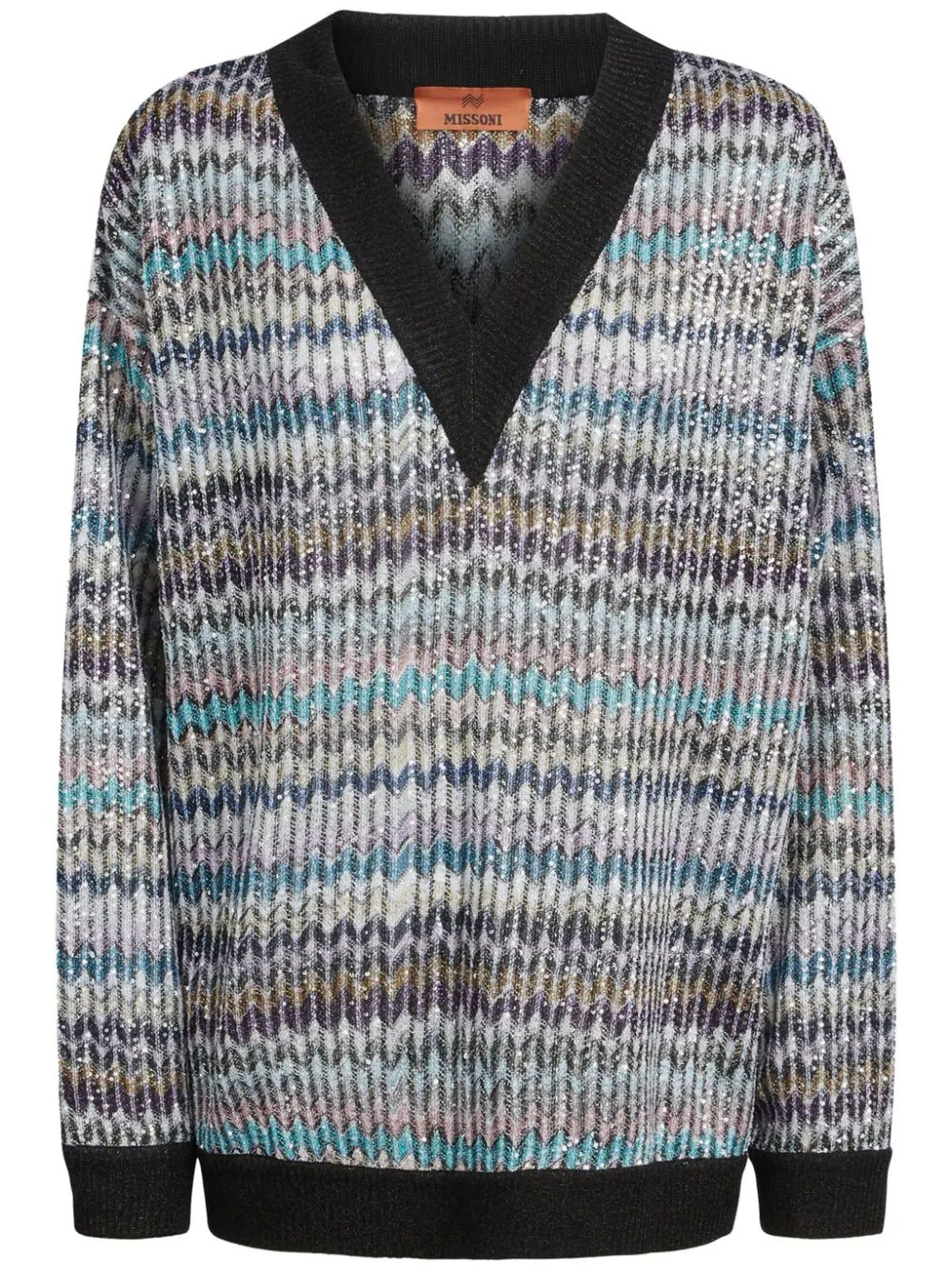MISSONI MULTICOLOR V-NECK SWEATER