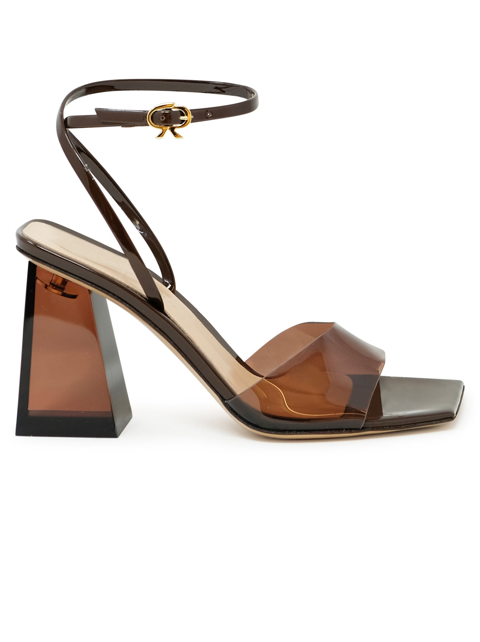 Shop Gianvito Rossi Brown Glass Patent Leather Sandals