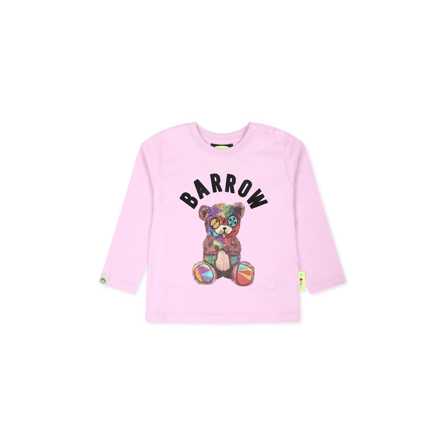 Barrow Pink T-shirt For Babykids With Bear Print In Pink